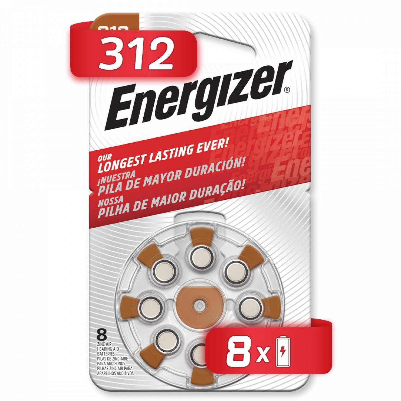Pila Energizer Auditiva A312 Con 8 Pilas Botón 