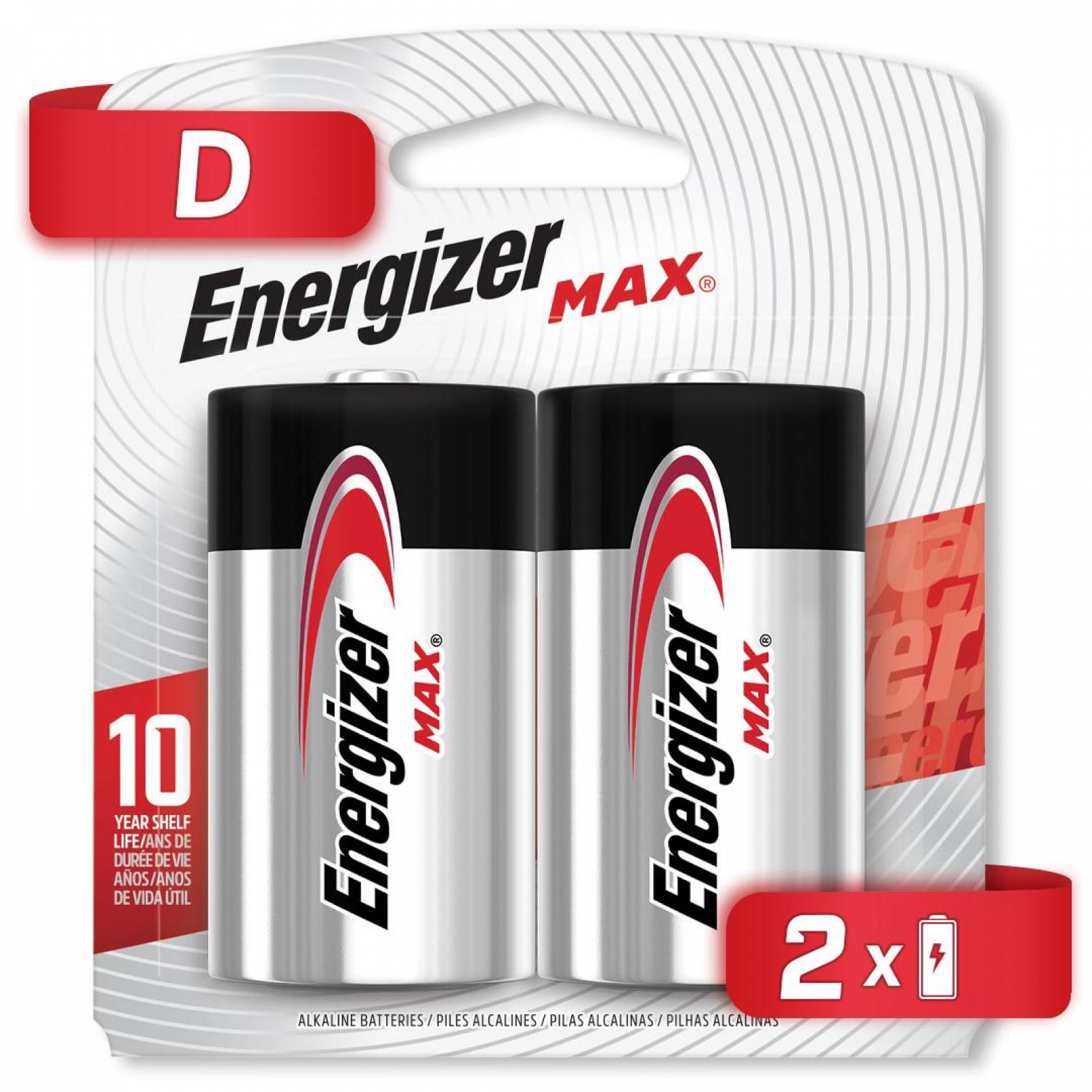 Pila Energizer Max Alcalina D Con 2 Piezas Grande 