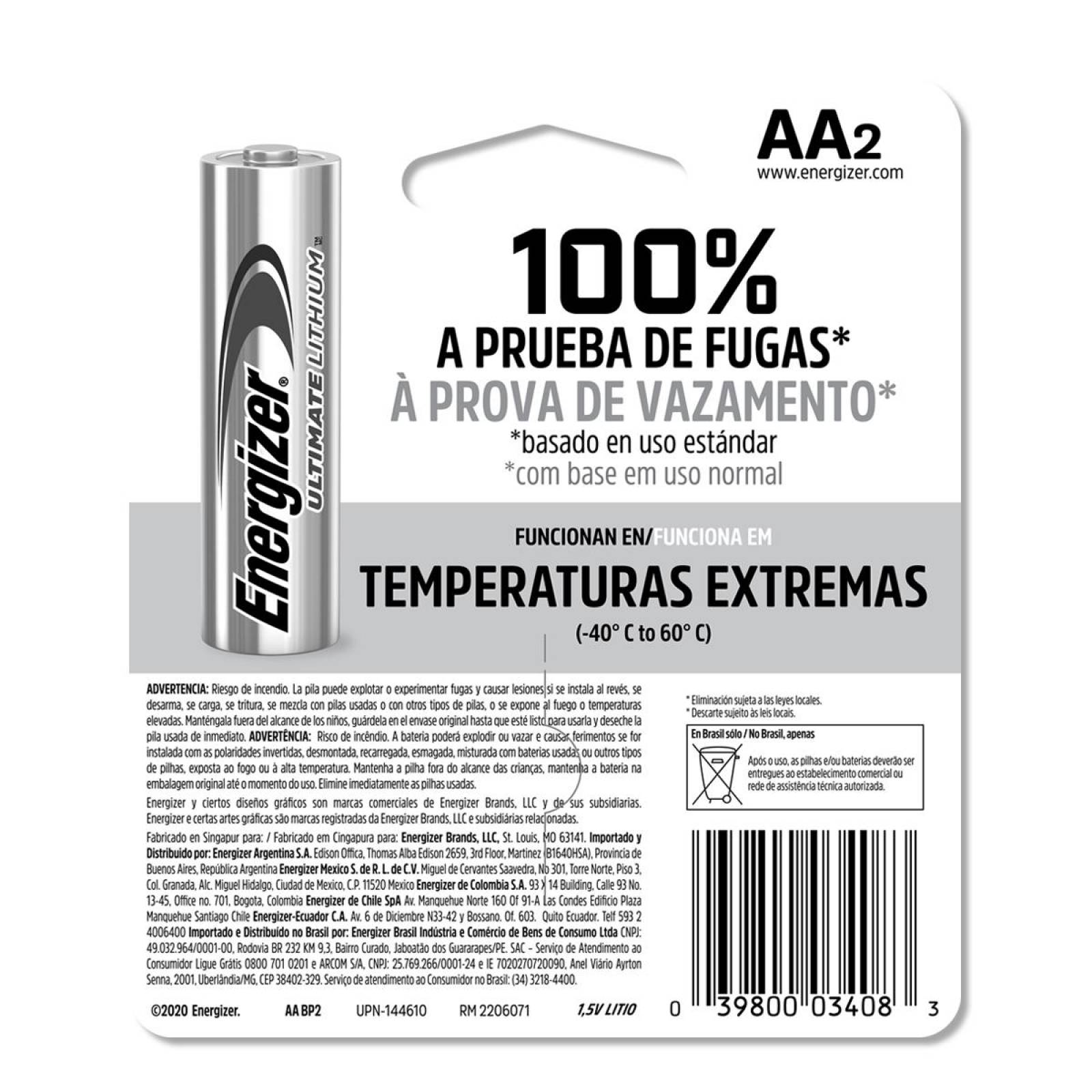 Pila Energizer Litio Aa Blister 2 Unidades