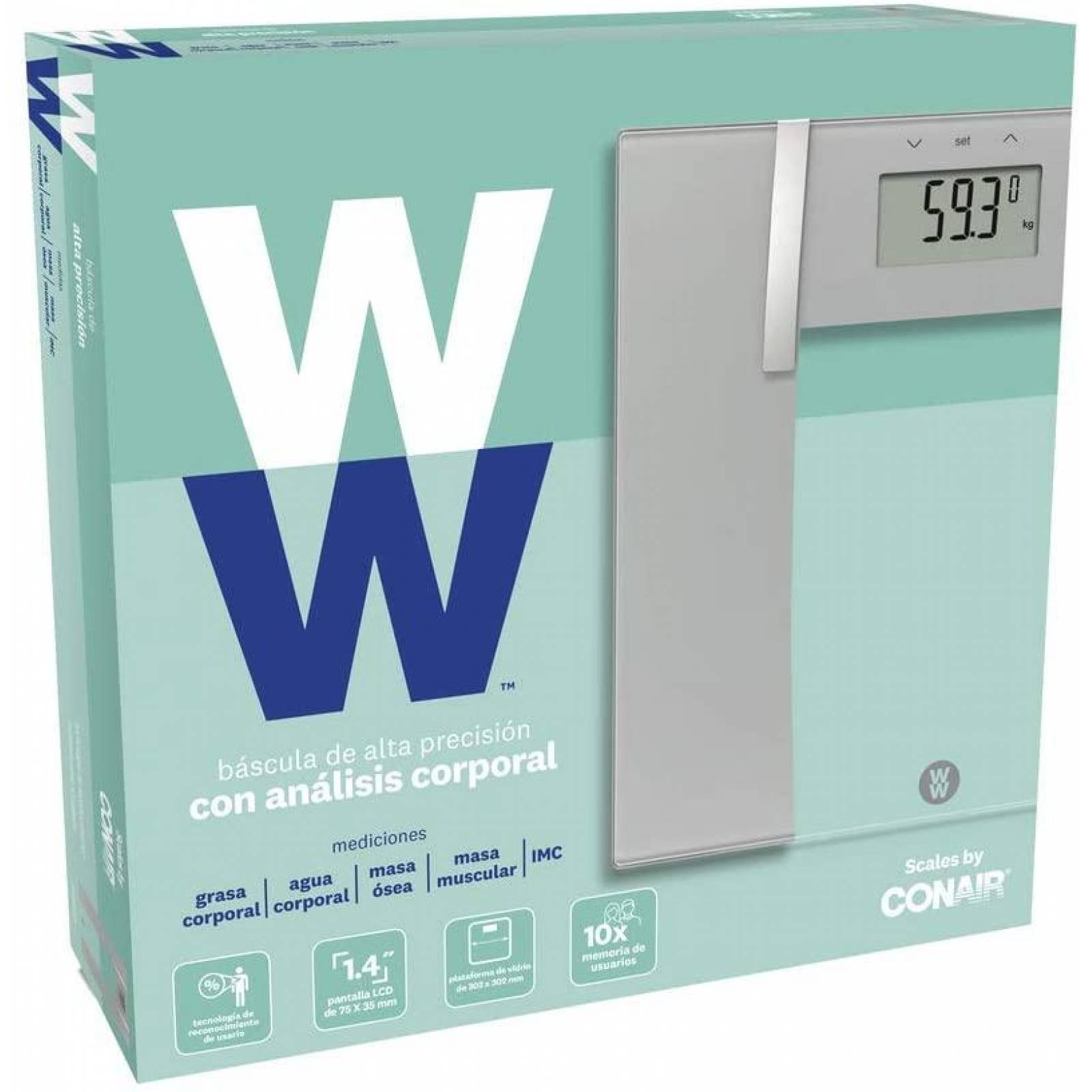 Báscula Digital Personal Control Peso Conair Gym Dieta Fit 