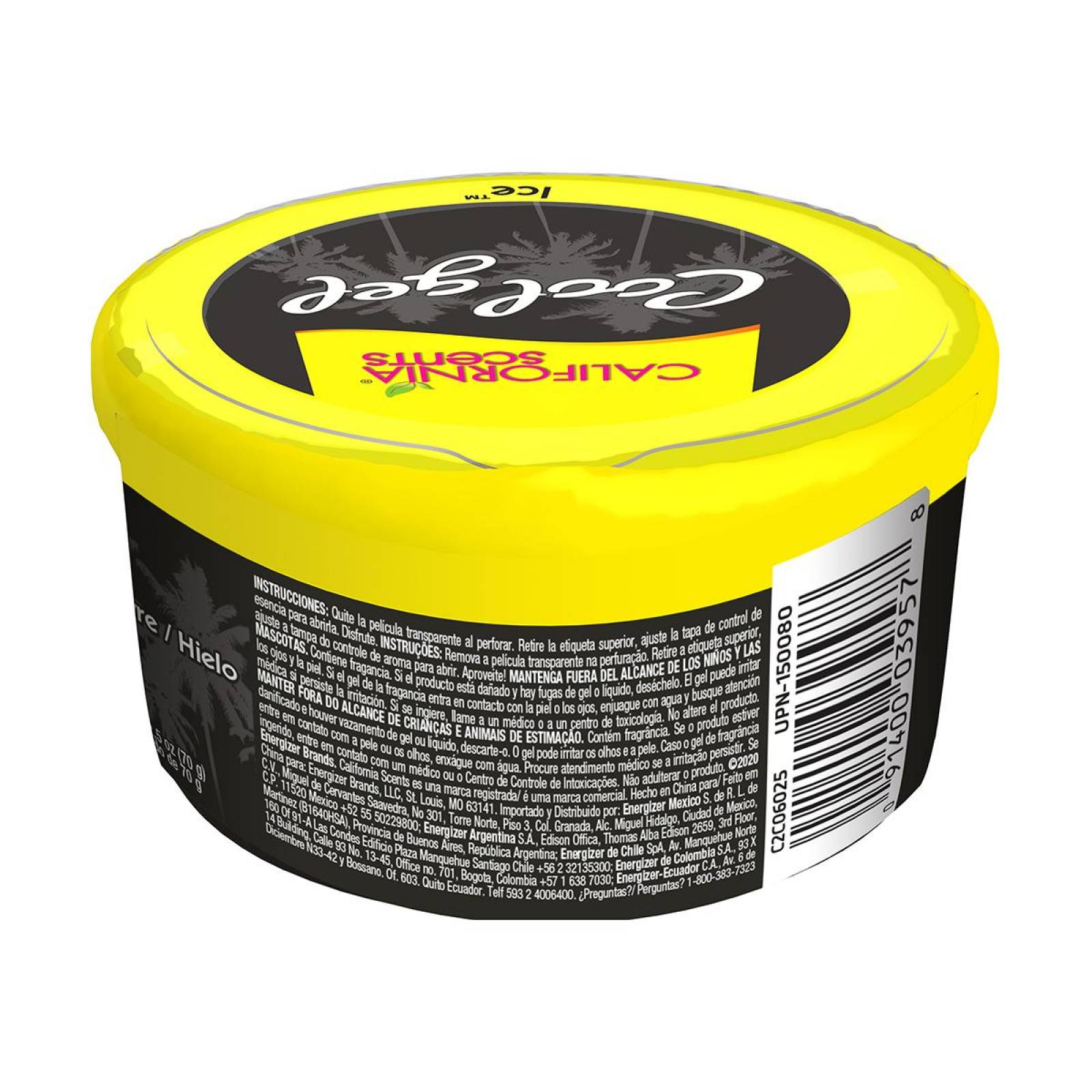 12 Aromatizante Gel Coche California Scents Ice 2.5oz 