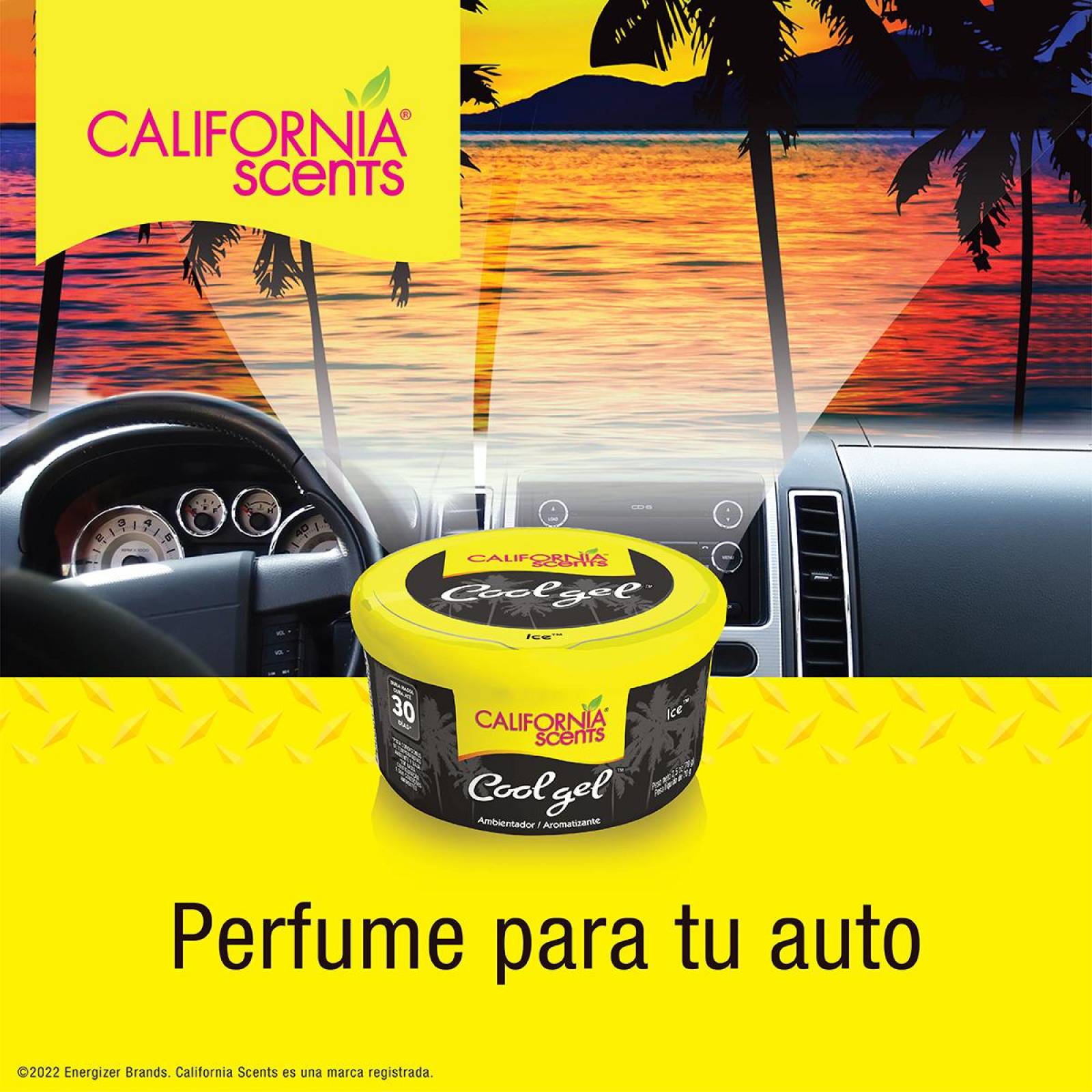 12 Aromatizante Gel Coche California Scents Ice 2.5oz 