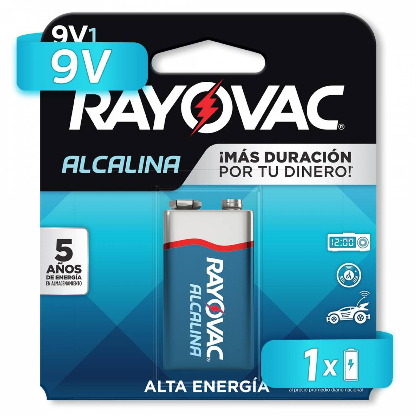 Pila Rayovac Alcalina 9v Rectangular Blister Con 1 