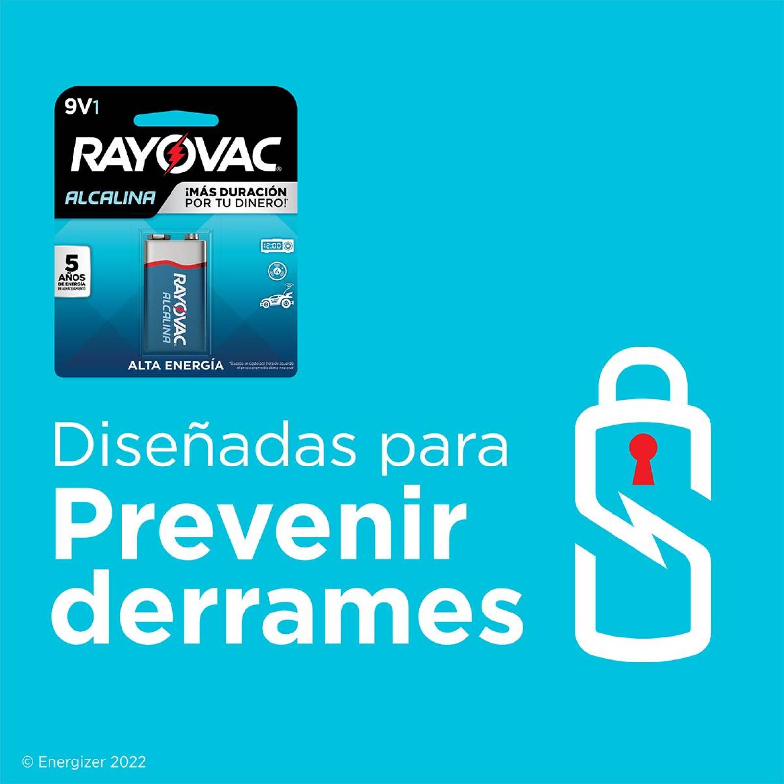 Pila Rayovac Alcalina 9v Rectangular Blister Con 1 