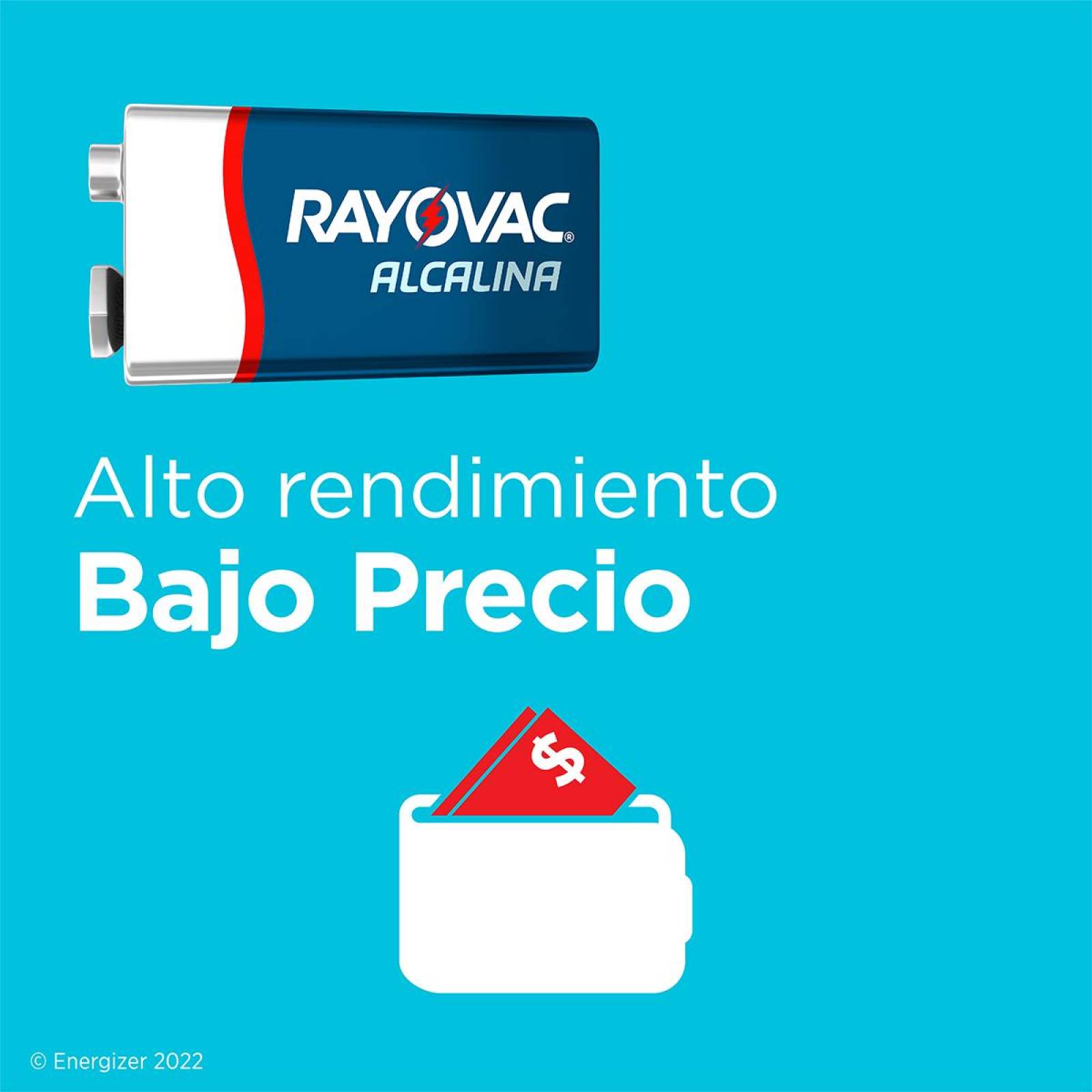 Pila Rayovac Alcalina 9v Rectangular Blister Con 1 