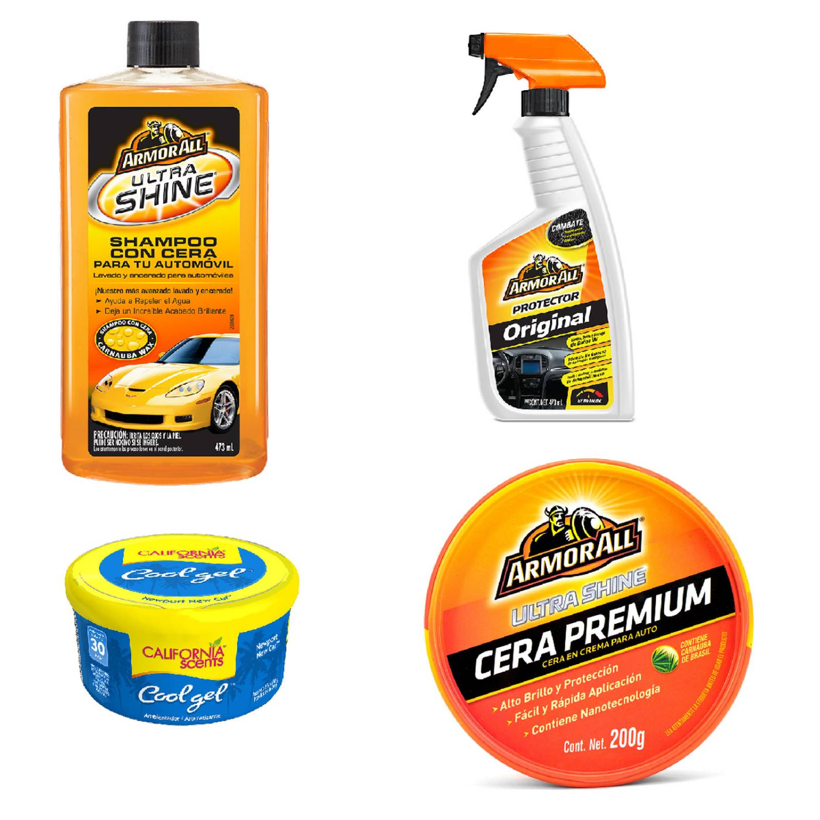 Combo Coche Shampoo + Protector + Cera Para Exterior Coche 