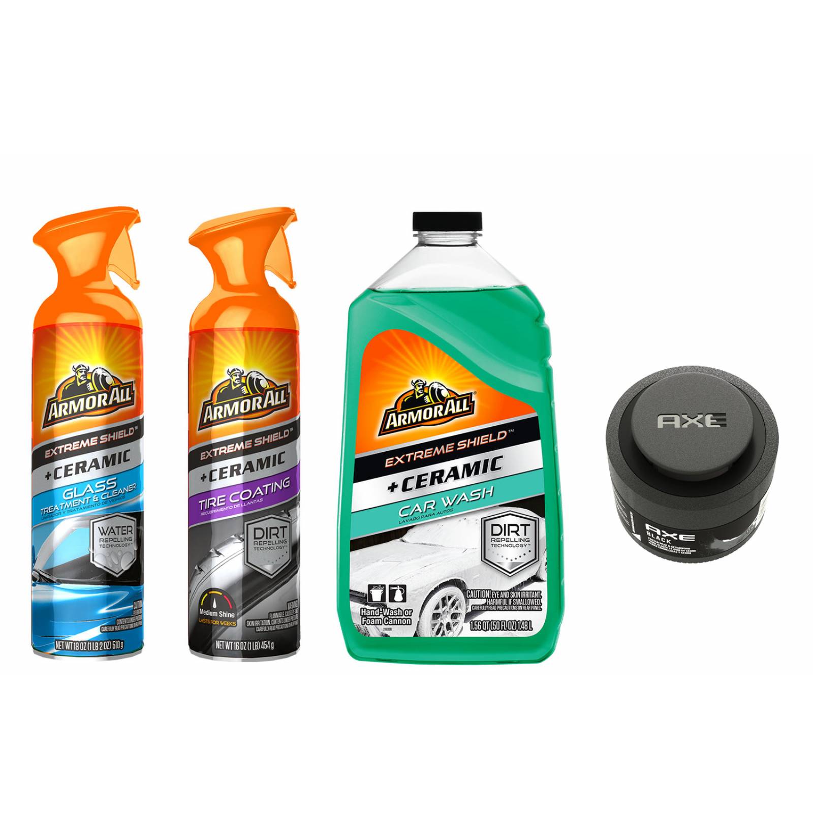 Shampoo De Coche + Protector Llantas Y Vidrio Ceramic + Axe 
