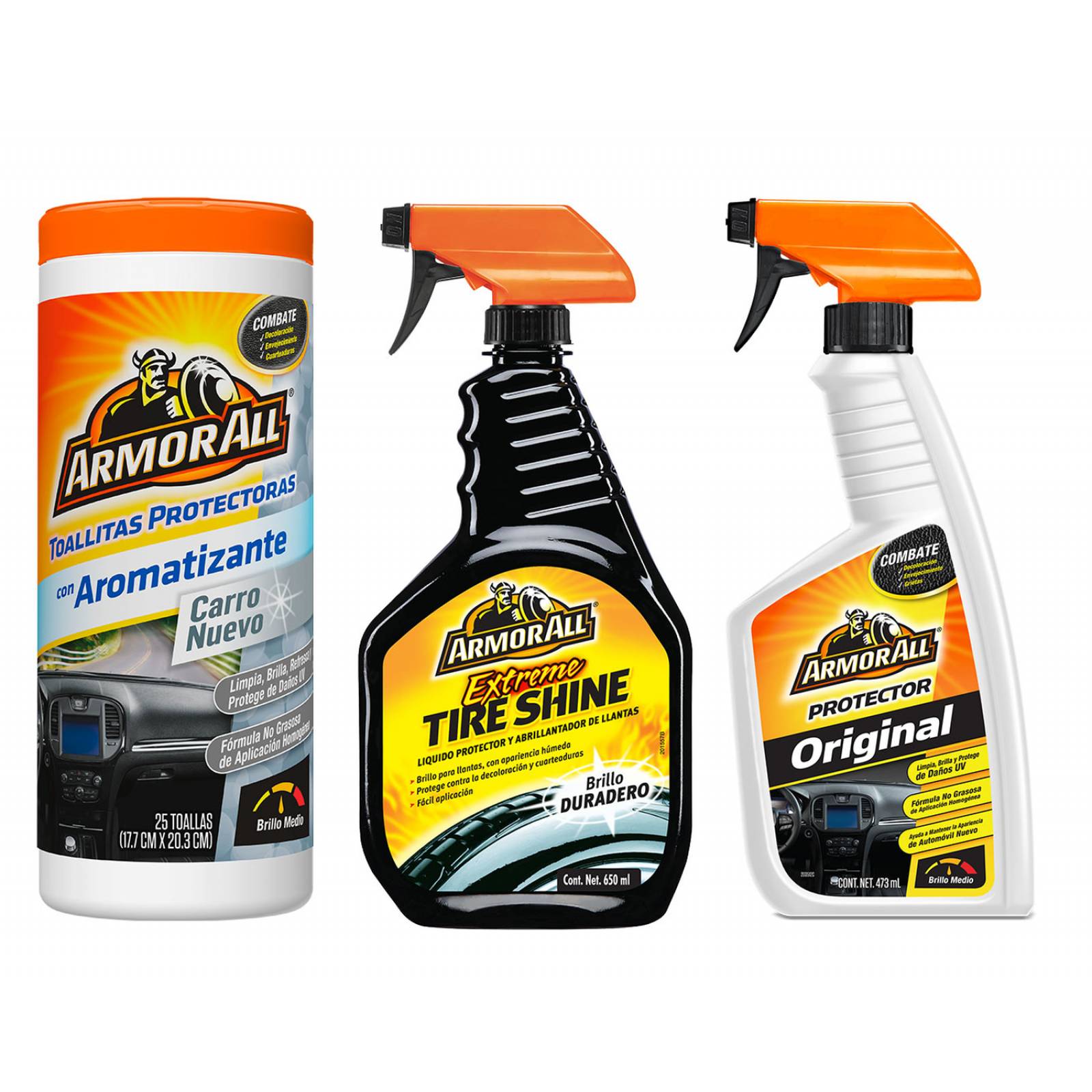 Protector Interiores, Spray Brillo Llanta, Tollita Armor All 