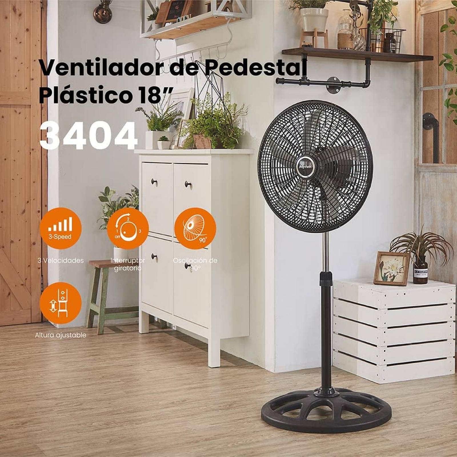 Ventilador Pedestal Mytek 3404 18 Pul 5 Aspas 120w 