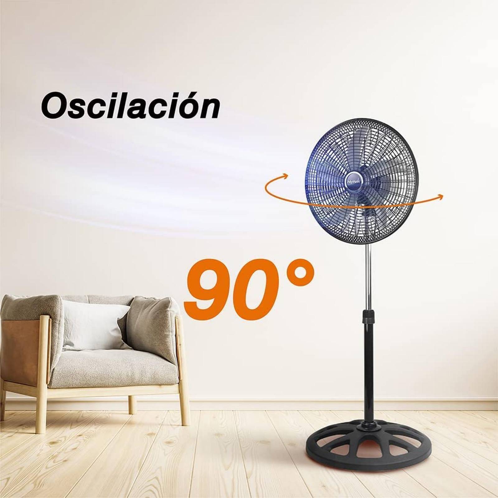 Ventilador Pedestal Mytek 3404 18 Pul 5 Aspas 120w 