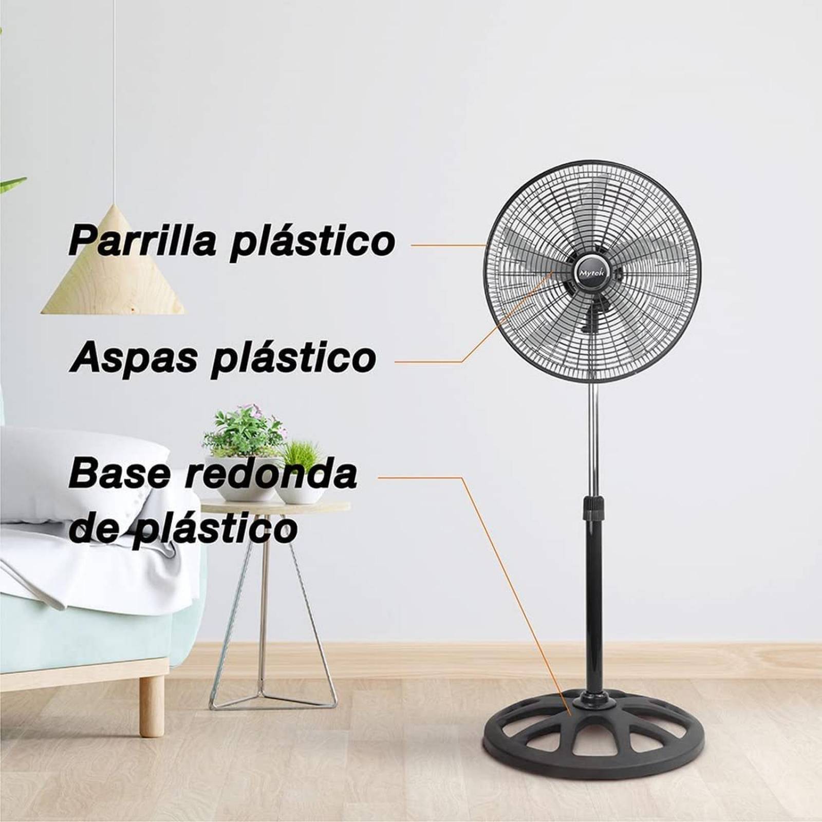 Ventilador Pedestal Mytek 3404 18 Pul 5 Aspas 120w 