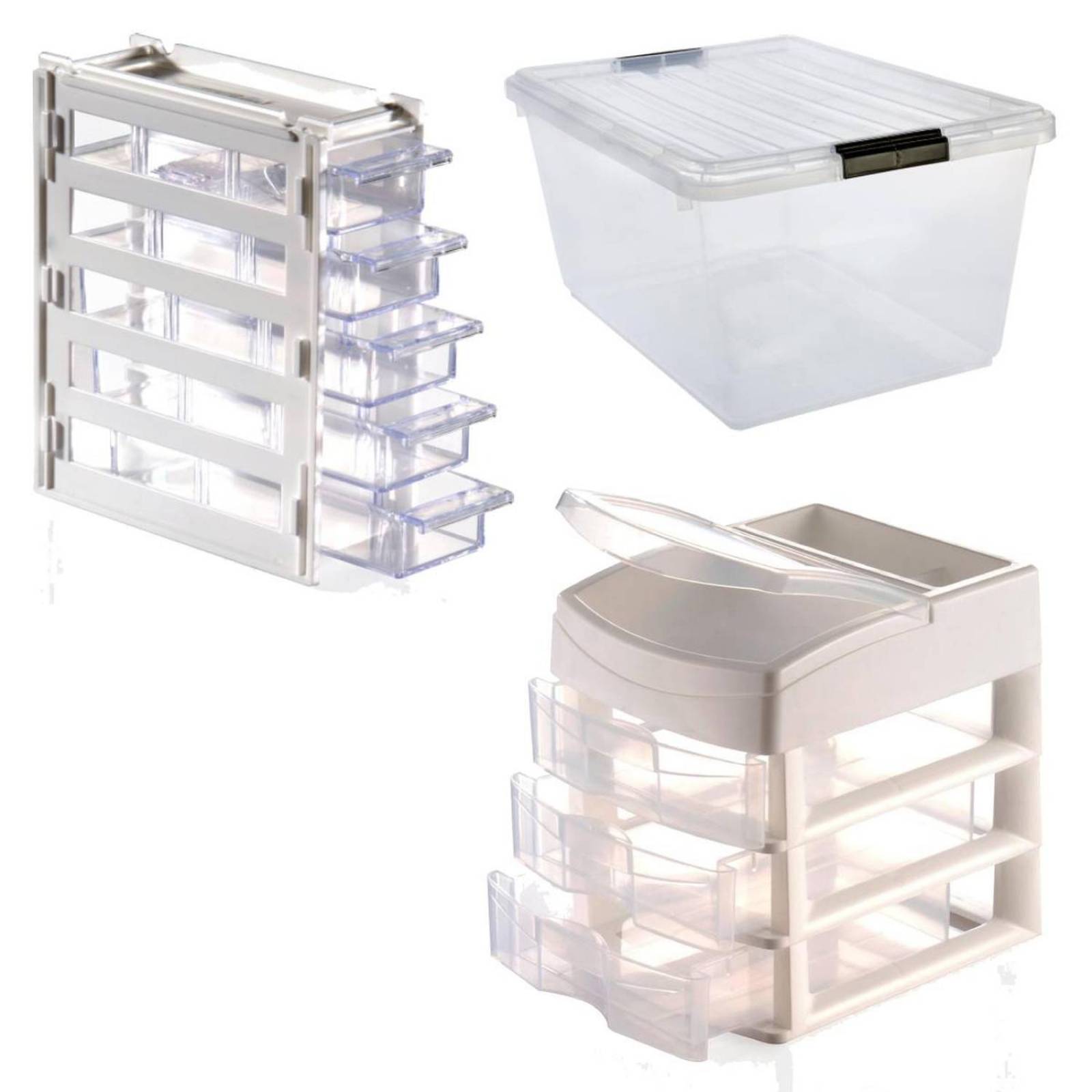 Combo Mini Organizador + Cajonera 3 Niv + Caja 42 Lts