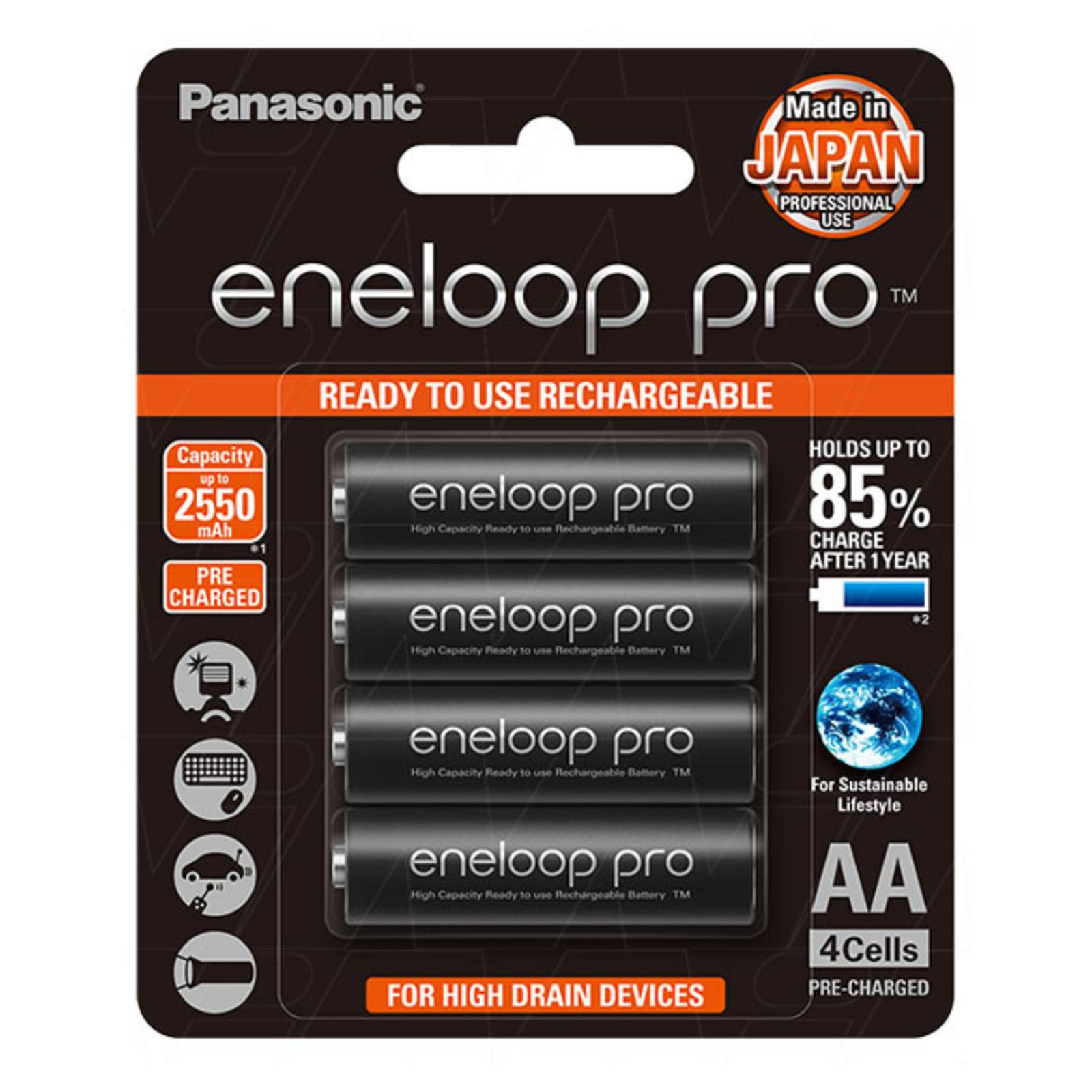 Pila Panasonic Recargable Eneloop Pro Aa 4 Unidades 2550 Mah 