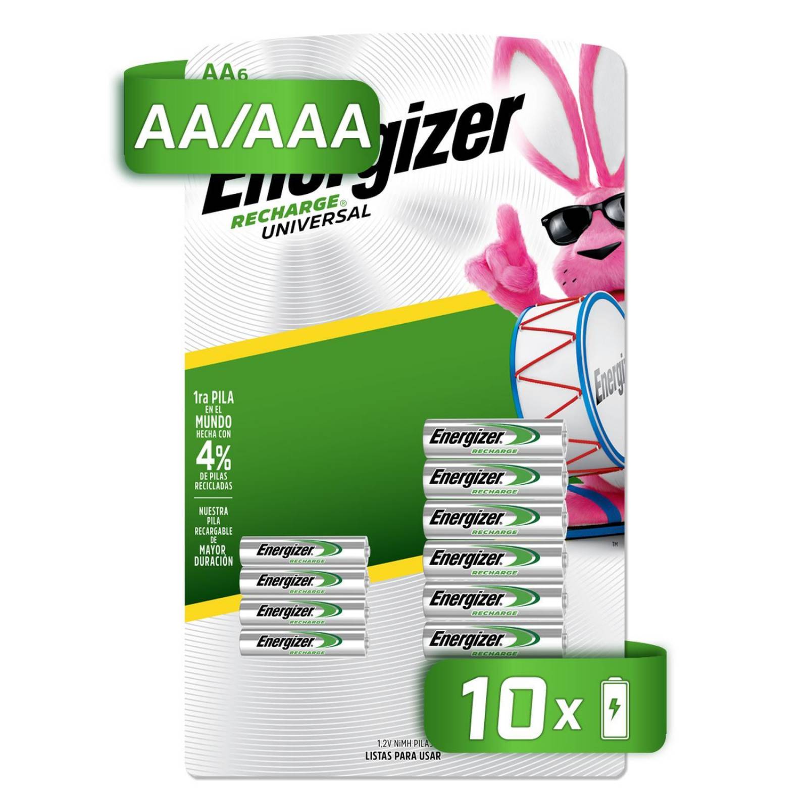 Cargador Energizer + Pila Recargable Paquete 6aa + 4aaa 
