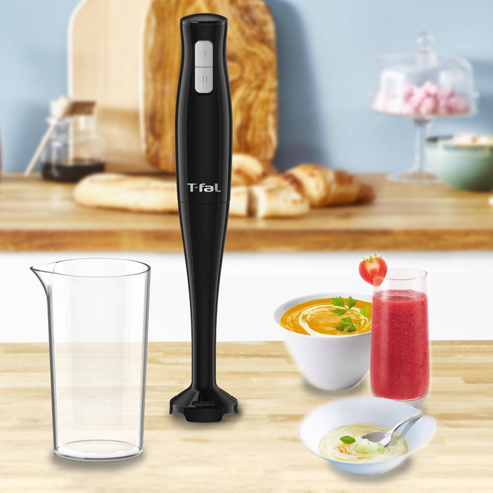 Batidora De Inmersion T-Fal Hb2b18mx 2 Vel Turbo Negro