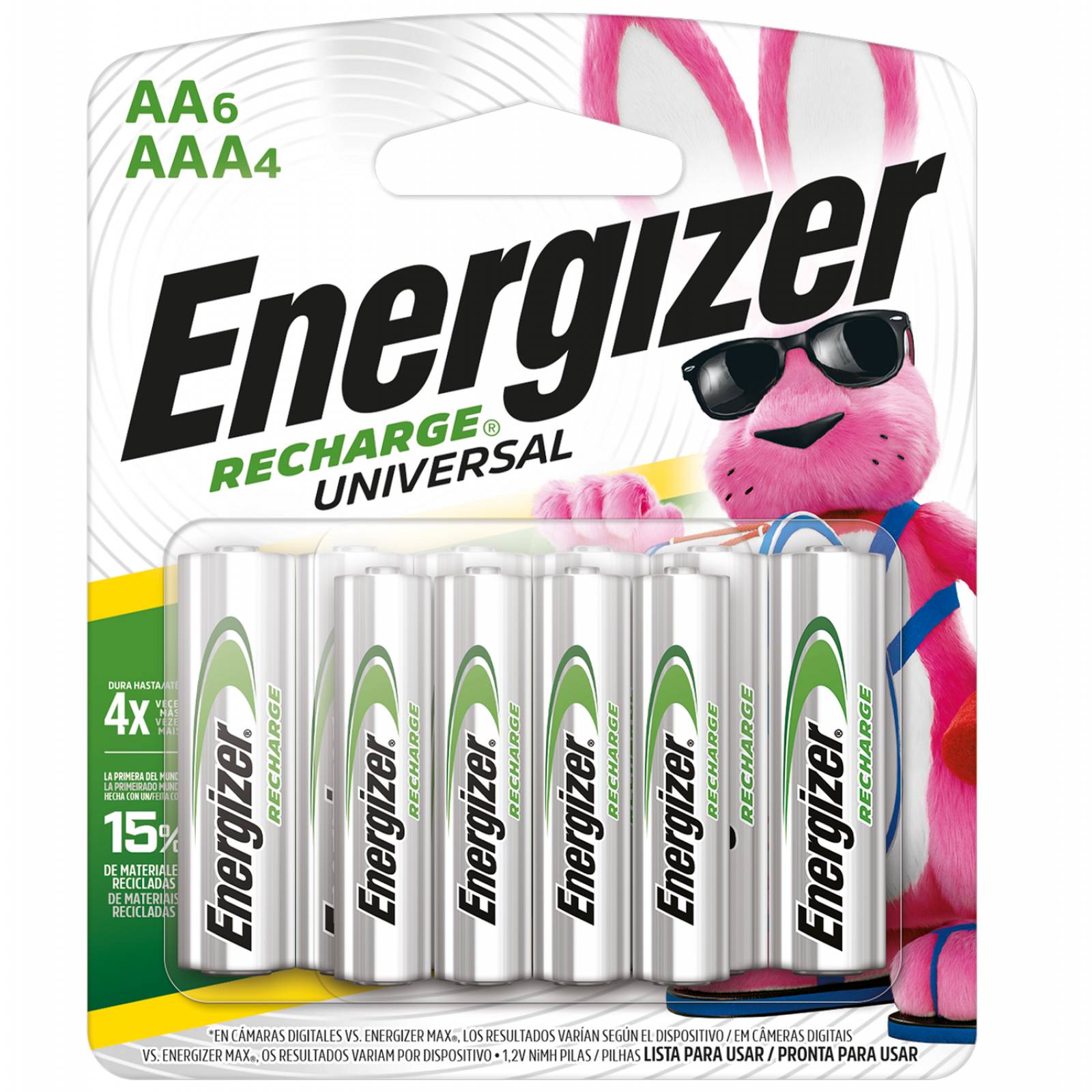 Pila Energizer Recargable Con 6 Pilas Aa Y 4 Pilas Aaa 1.2v 