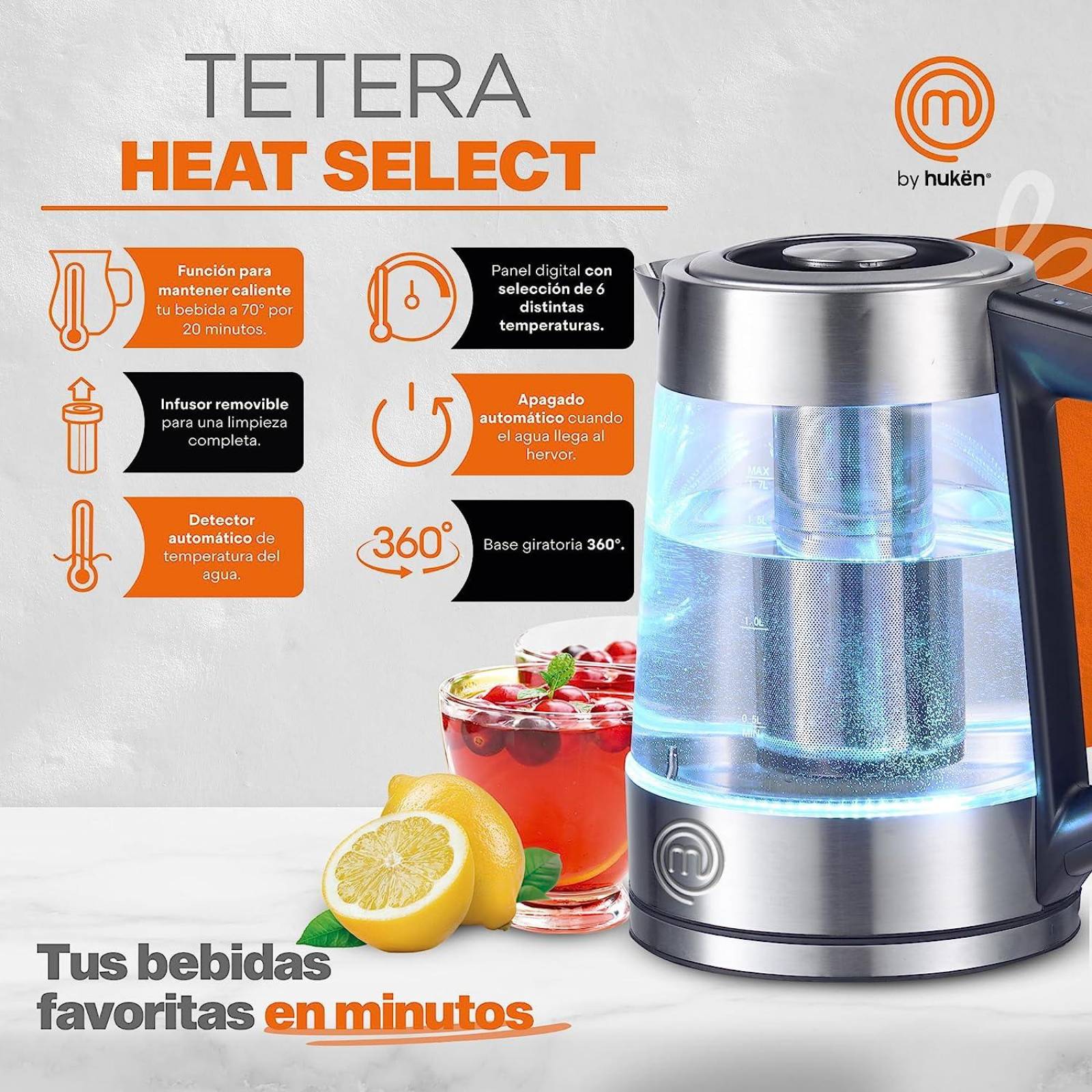 Tetera Electrica Masterchef Mk-K-2sp 1.7l 