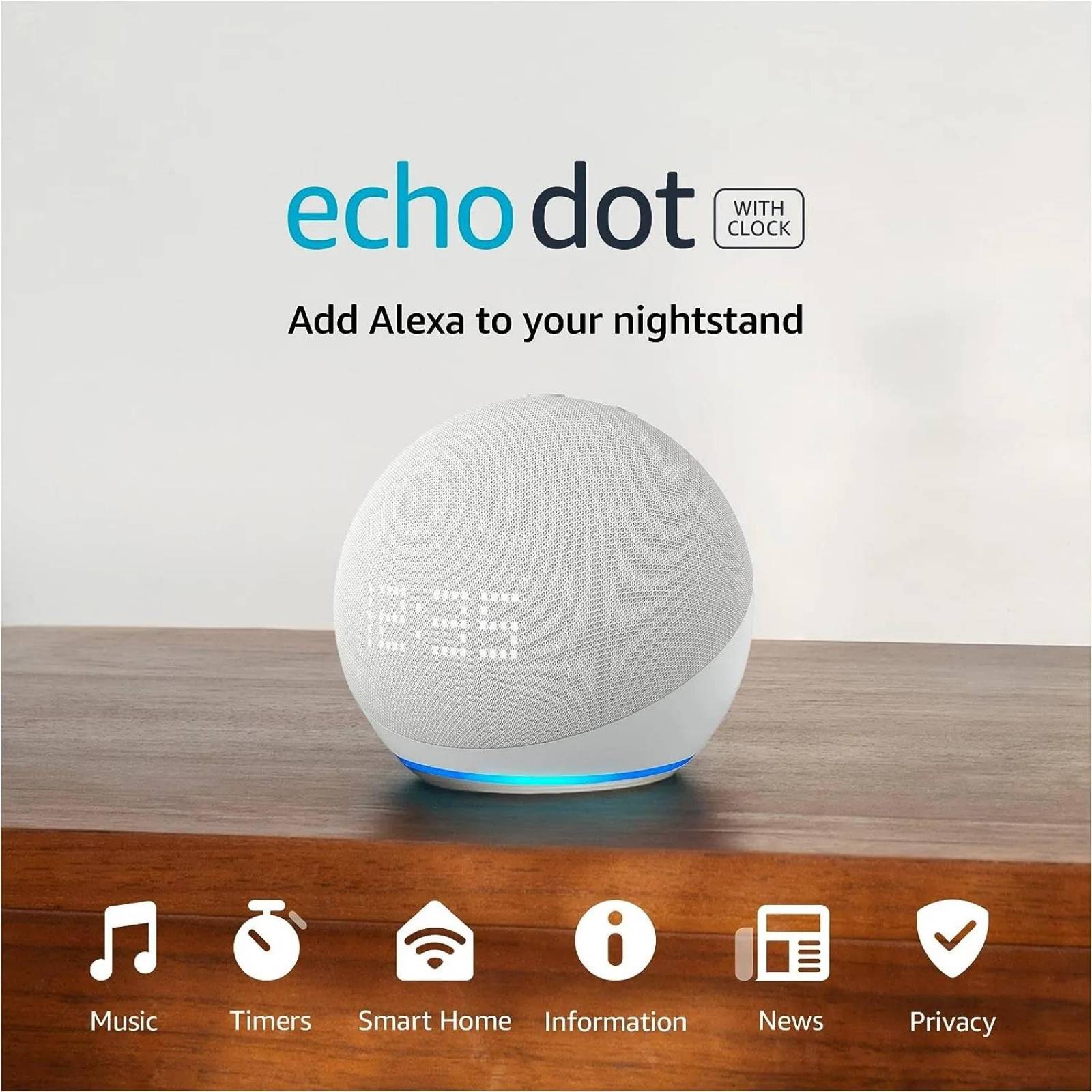 Bocina Reloj Alexa Echo Dot Inteligente 5a Generacion 