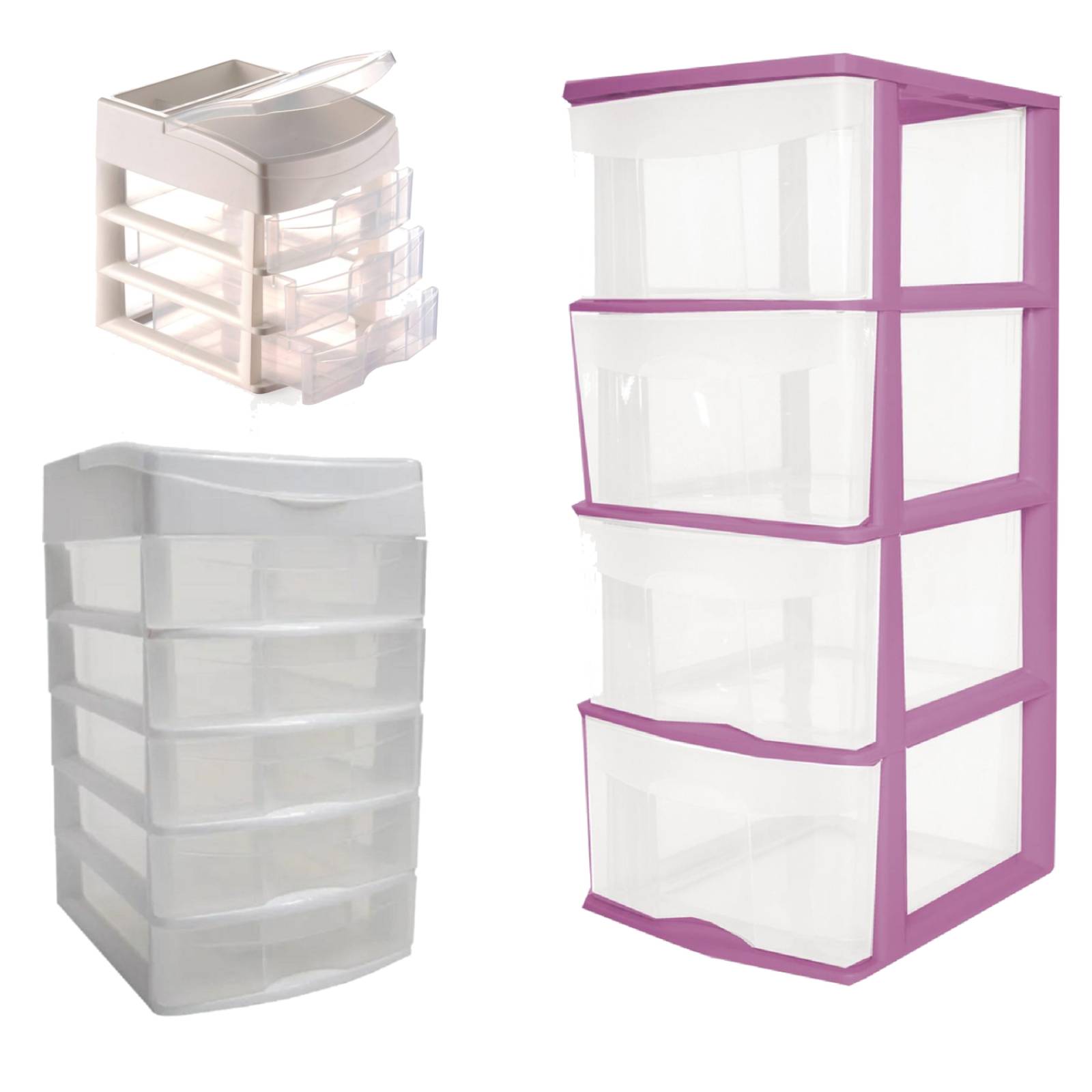 Mini Organizador + Cajonera + Caja Transparente 42 Lt