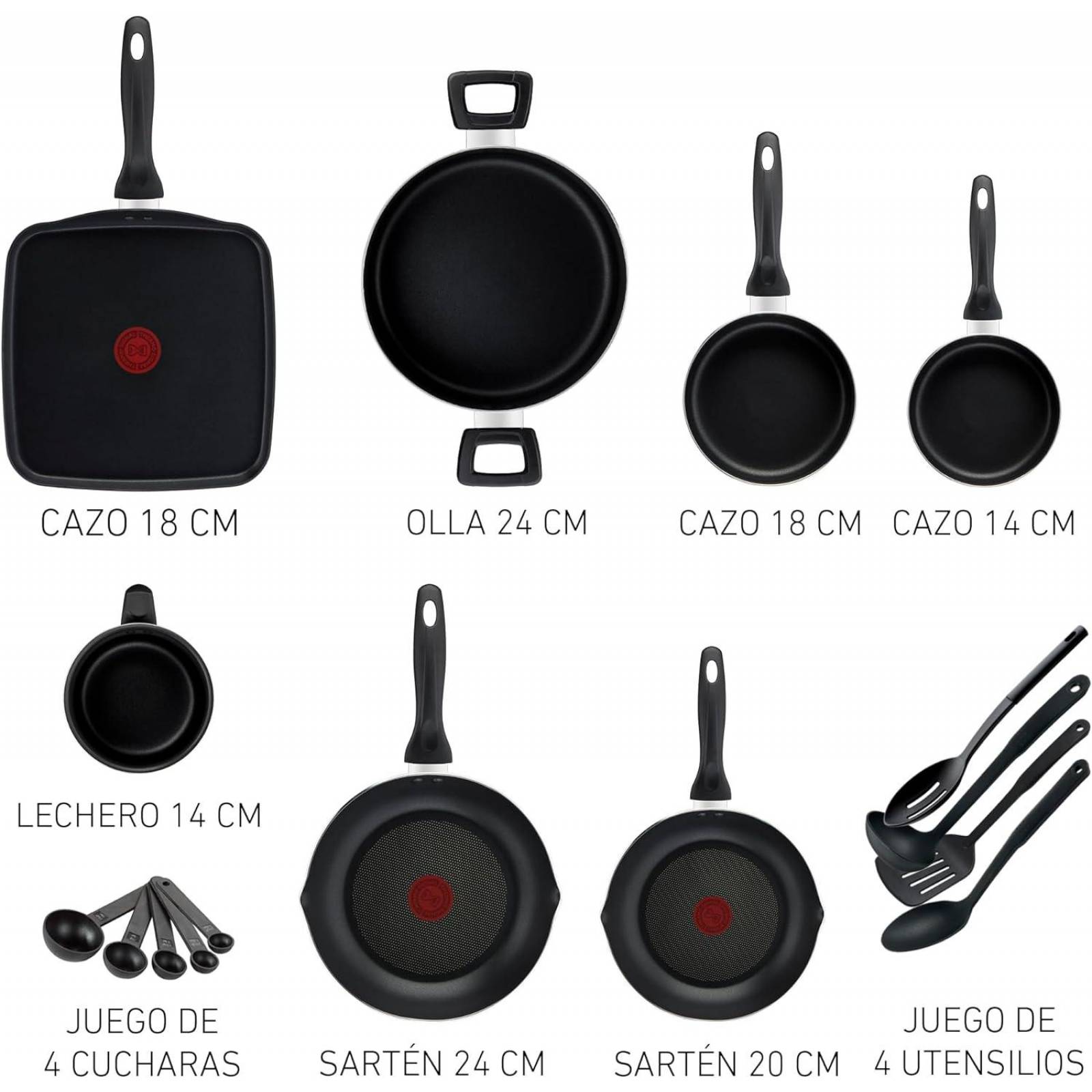 Bateria De Cocina T-Fal Easy Care B466sk84 20 Piezas Antiadherente 