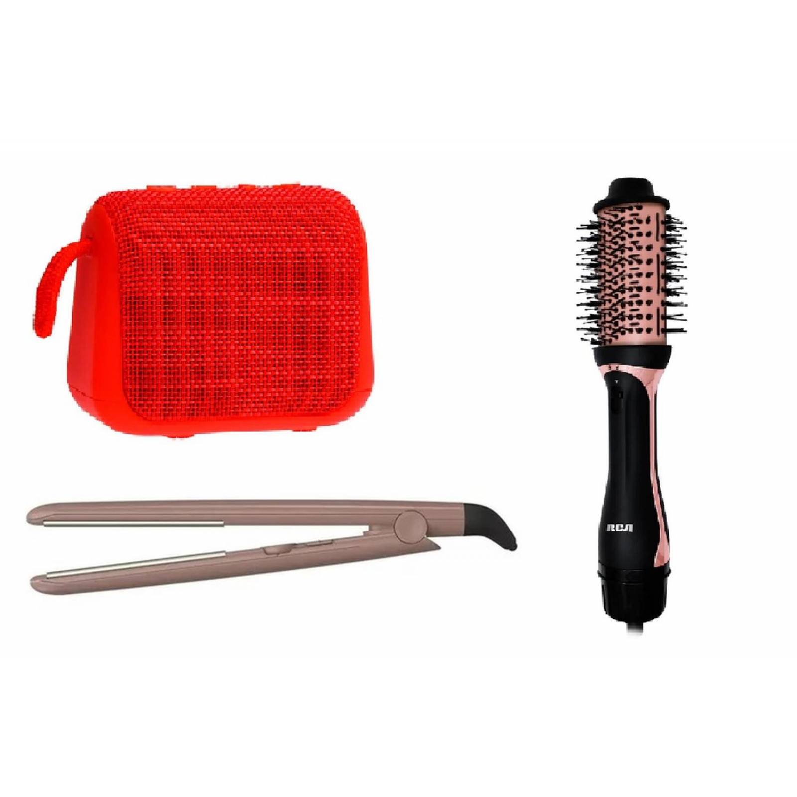 Kit Peinado Plancha Alaciadora + Cepillo + Bocina 