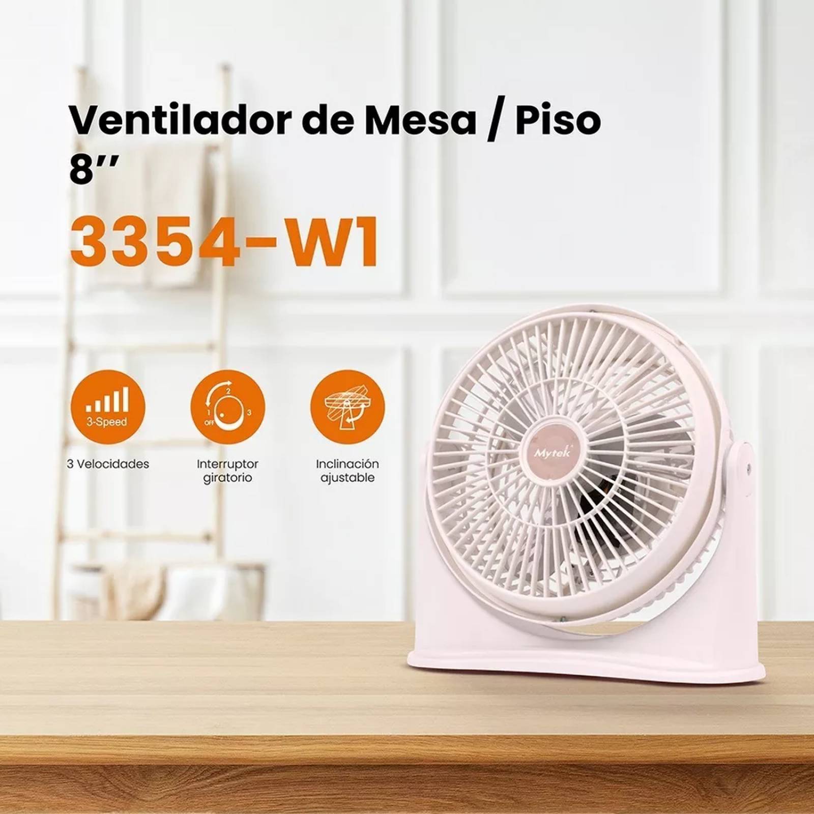 Mytek 3354 Ventilador de Piso y Mesa de 8 Pulgadas, en 2 Colores