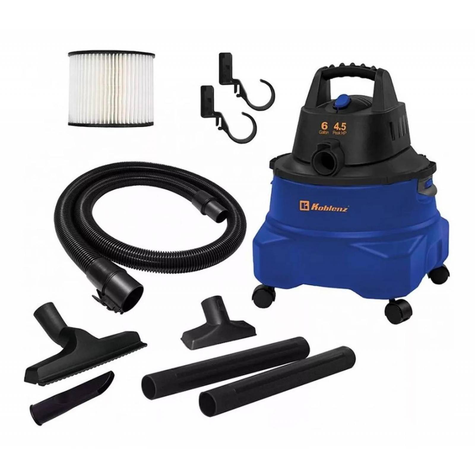 ASPIRADORA KOBLENZ WD-6 SECO Y MOJADO CAP 6 GAL 4.5HP 