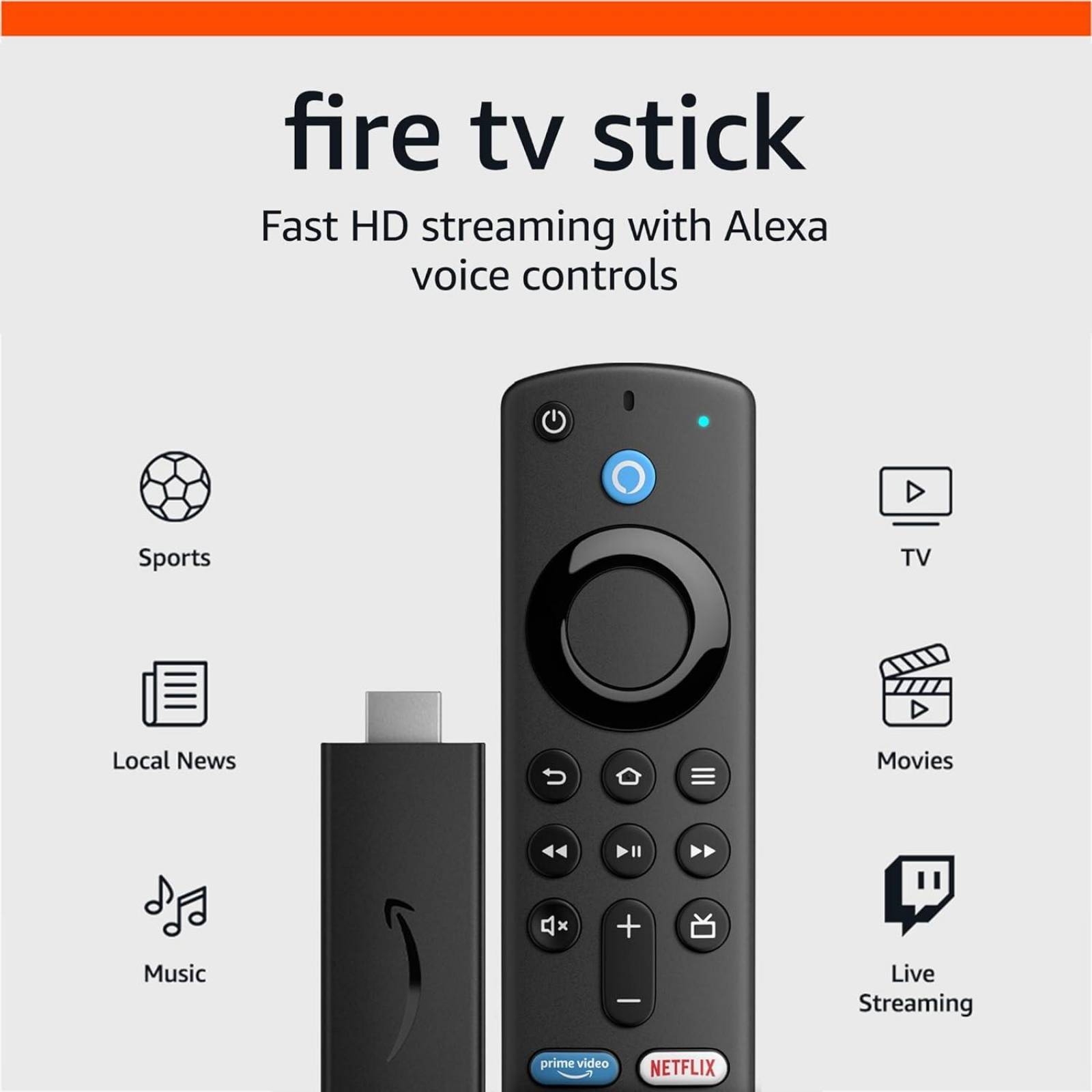 Amazon Fire TV Stick 4K Control remoto voz Alexa B08C1W5N87 