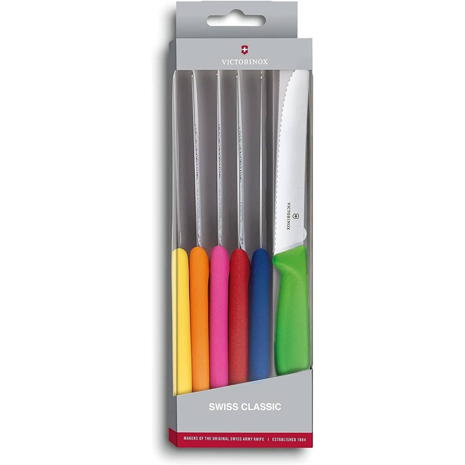JUEGO DE 6 CUCHILLOS MESA VICTORINOX FILO DENTADO 11CM 