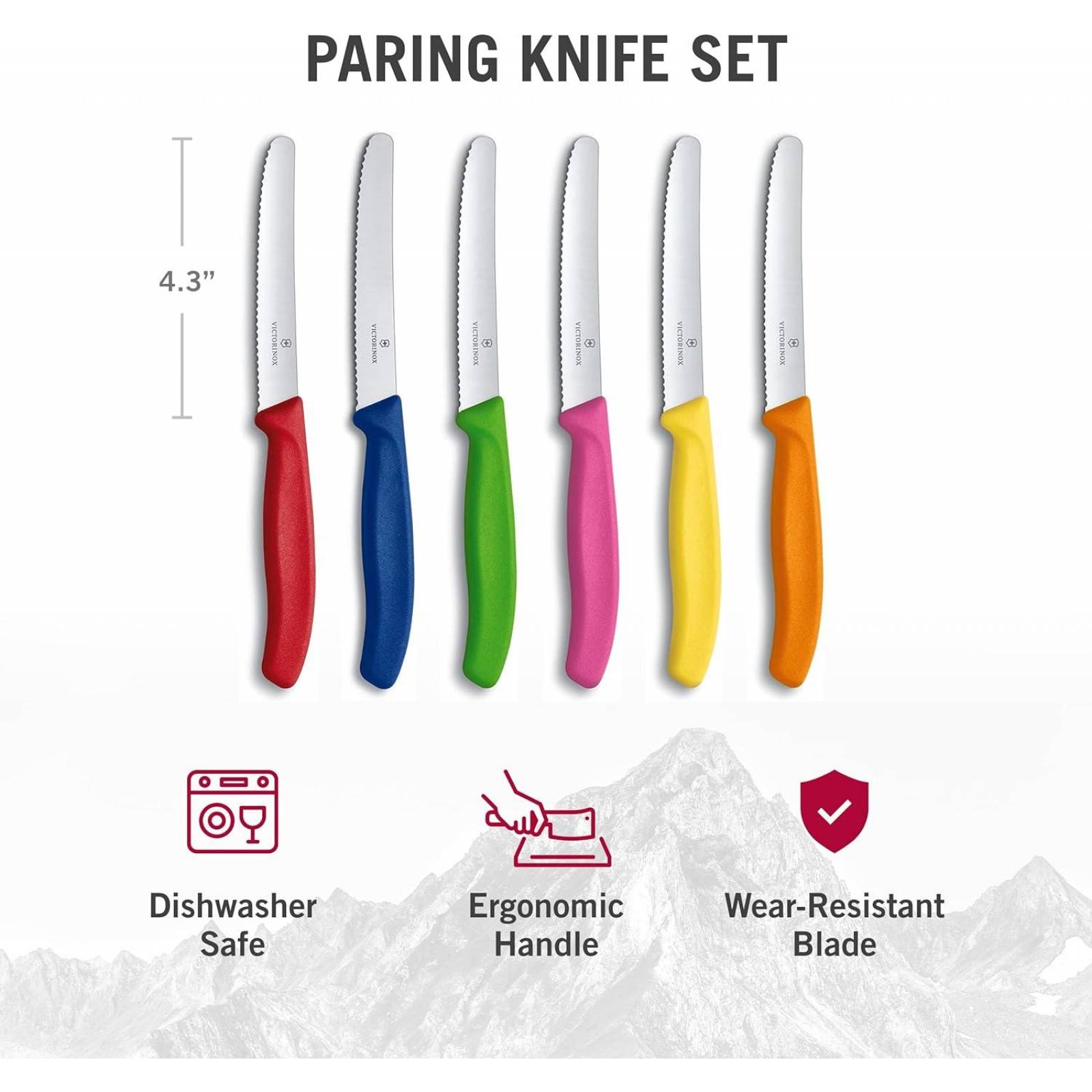 JUEGO DE 6 CUCHILLOS MESA VICTORINOX FILO DENTADO 11CM 