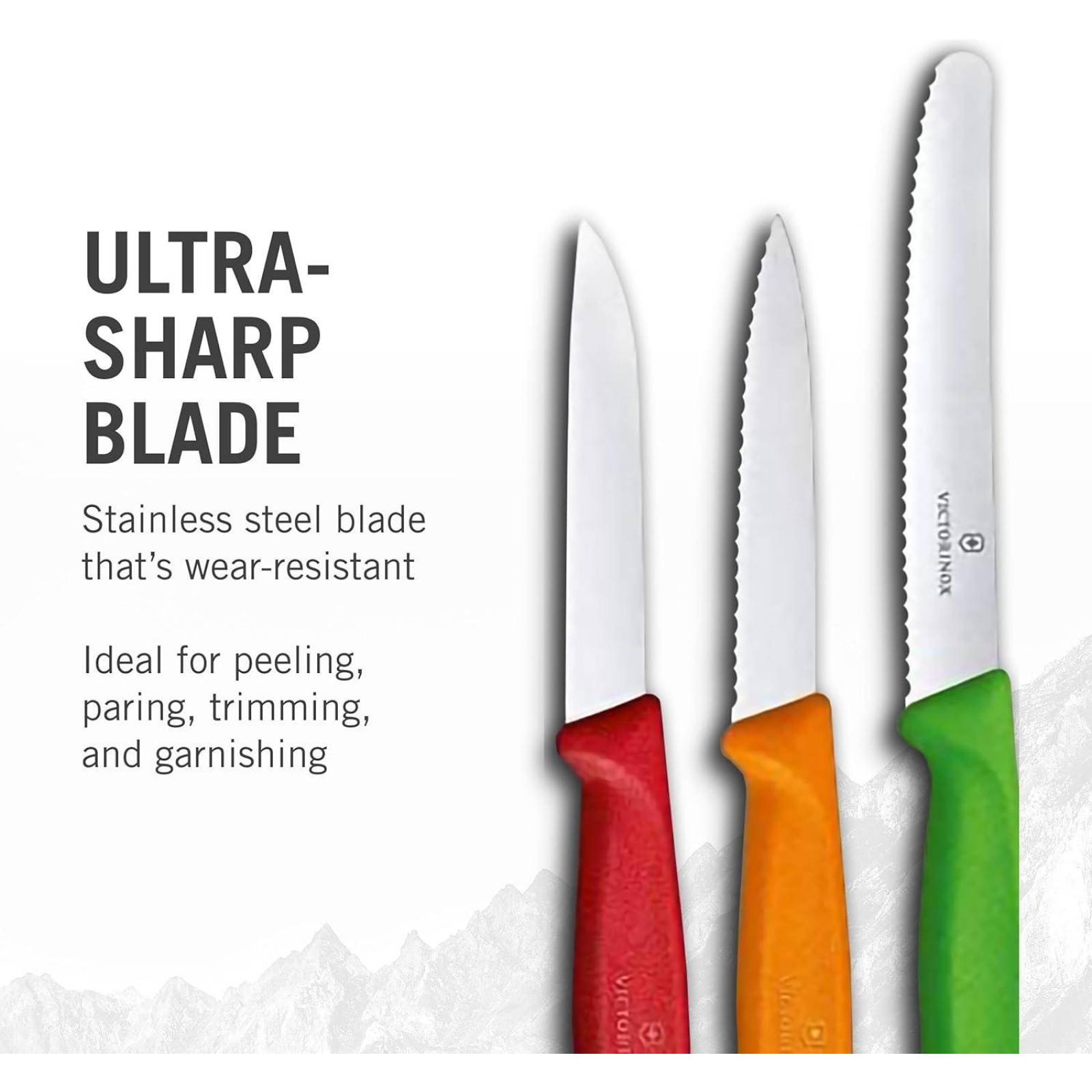 JUEGO 3 CUCHILLOS VICTORINOX PARA CORTAR PELAR FILO 