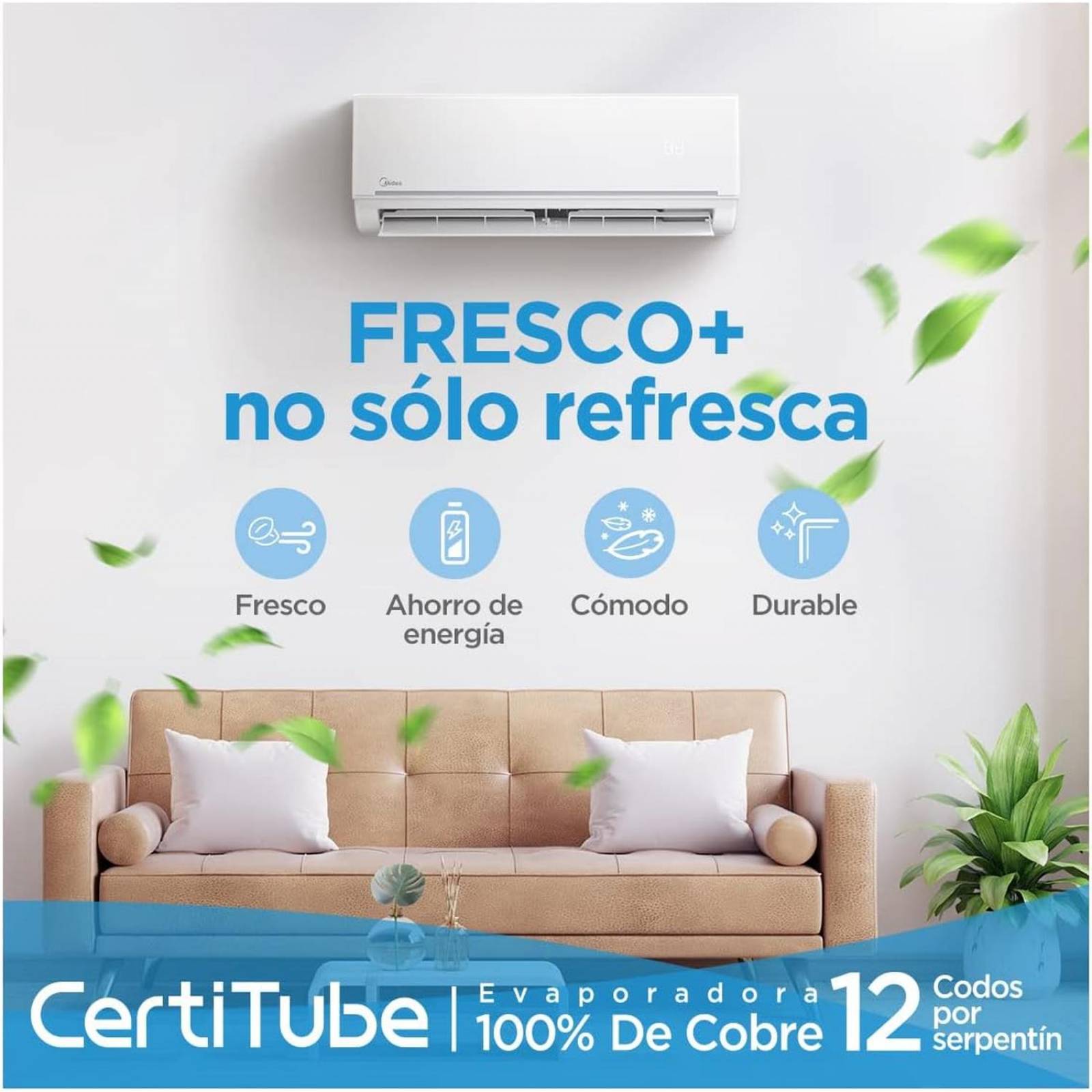 AIRE ACONDICIONADO MIDEA MAS12H1AGR 1 TON FRIO CALOR 110V 