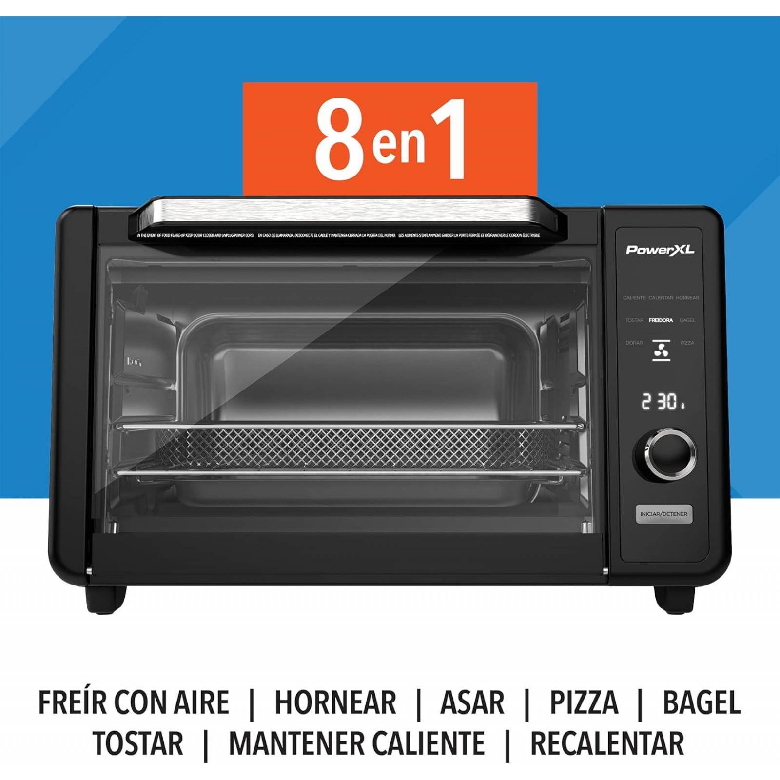 HORNO Y FREIDIRA DE AIRE POWER XL TOD3415B-LA 8 FUNCIONES 