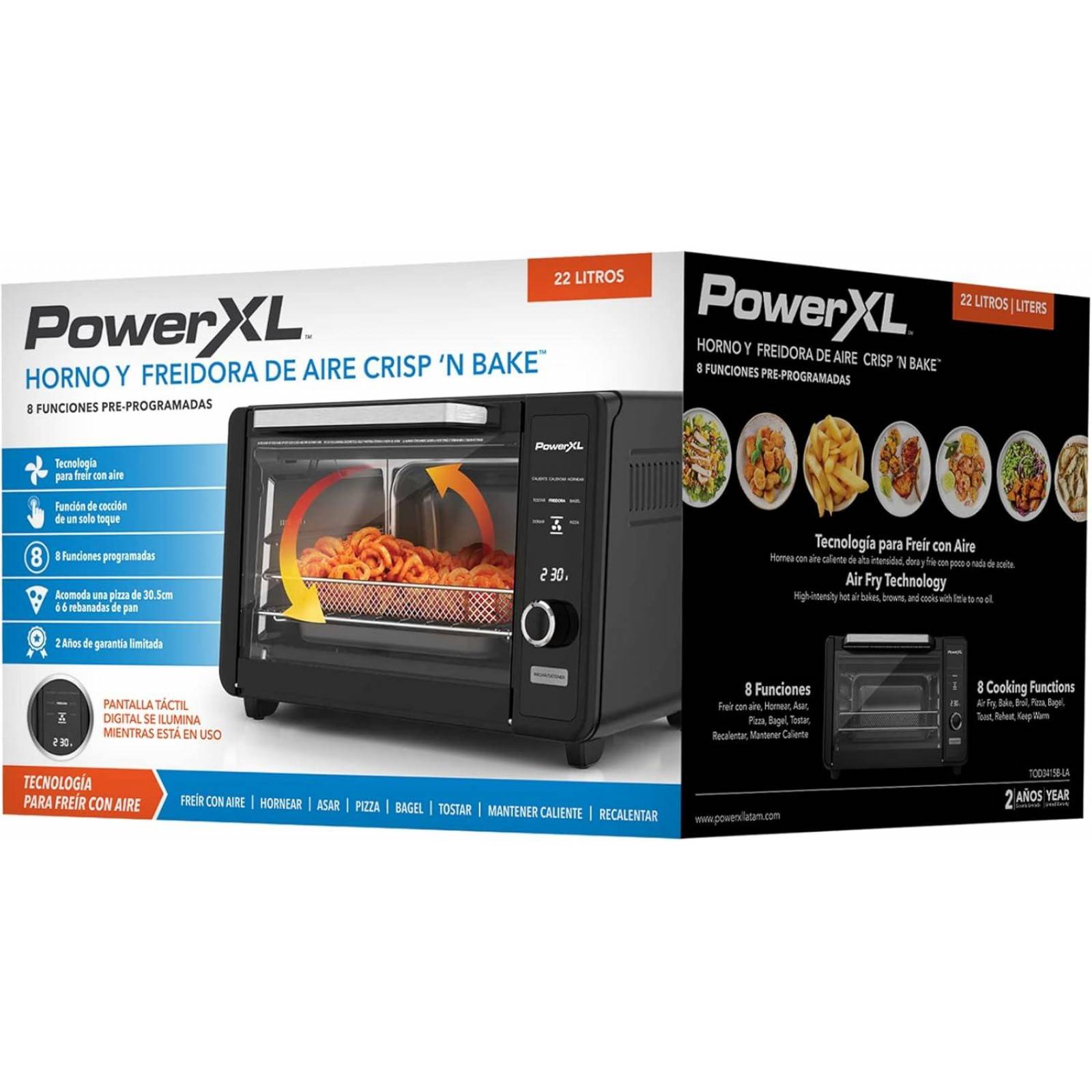 HORNO Y FREIDIRA DE AIRE POWER XL TOD3415B-LA 8 FUNCIONES 