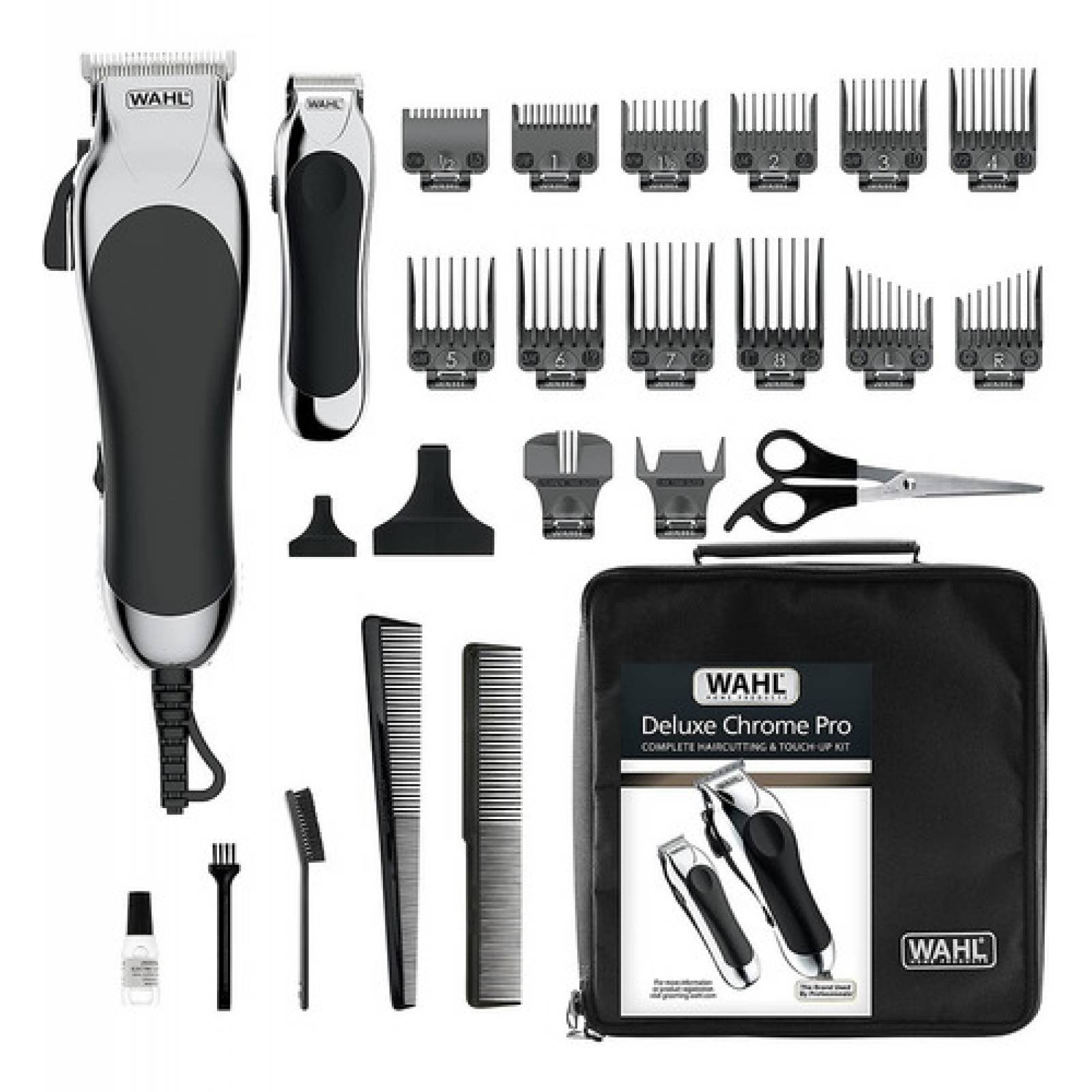 Maquina Cortadora De Cabello Wahl Deluxe Chrome Pro 25 Pzas