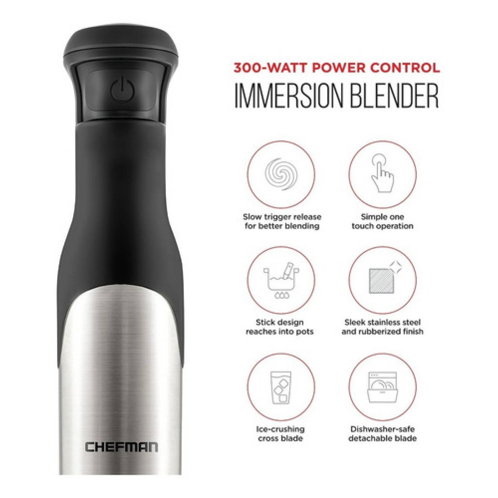 Batidora De Inmersión Chefman Power Control 30 Rj19 t ss mx