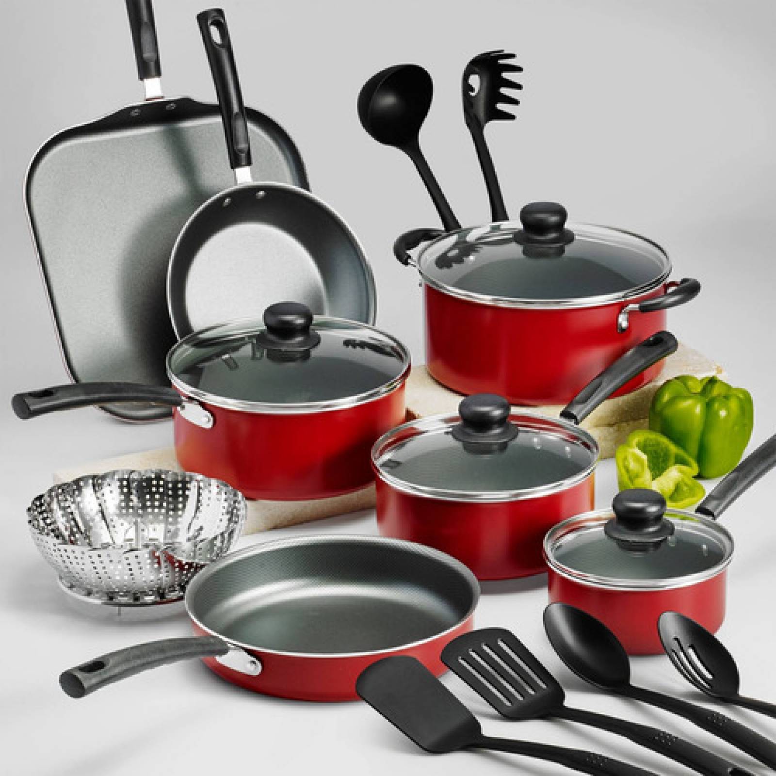 Batería De Cocina Tramontina Primaware 18 Piezas Color Rojo