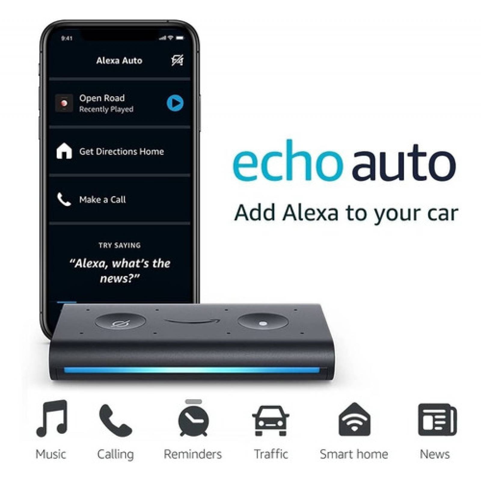 Alexa Amazon Echo Auto Asistente Auto Inteligente Negro