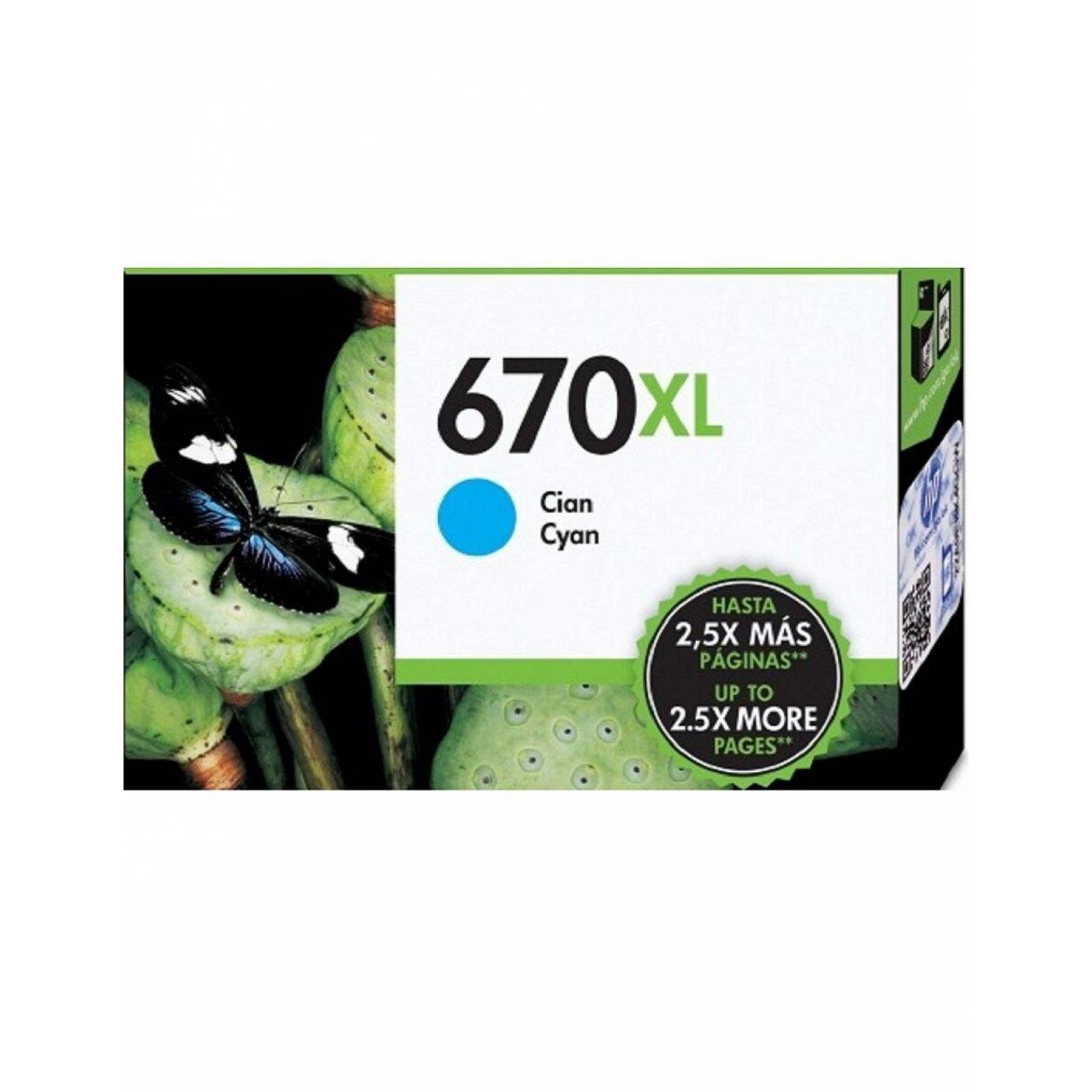 CARTUCHO HP 670XL CYAN 750PAG (CZ118AL) 