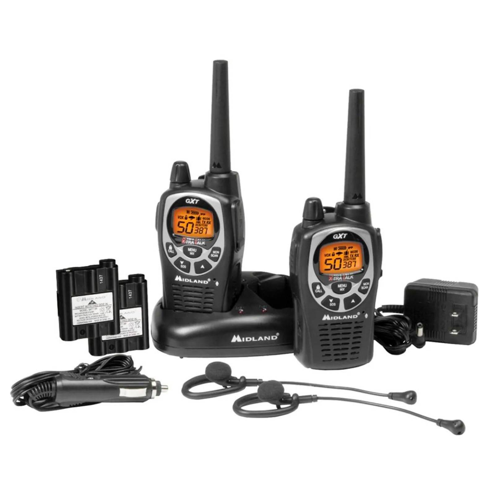 Radio Midland De Dos Vías Con Base De Carga 50 Canales / 36 Millas / Negro / 2 Piezas 