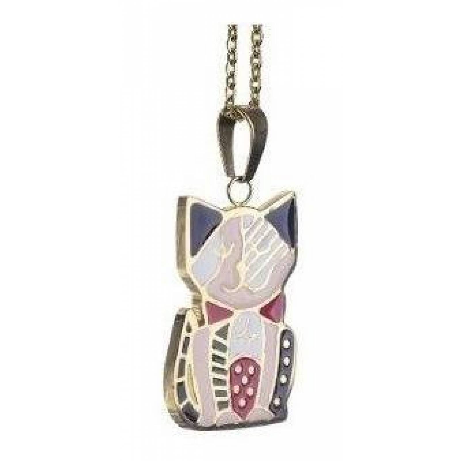 Kit Cadena Dije Y Aretes Gatito Esmaltado Dorado Acero Inox 