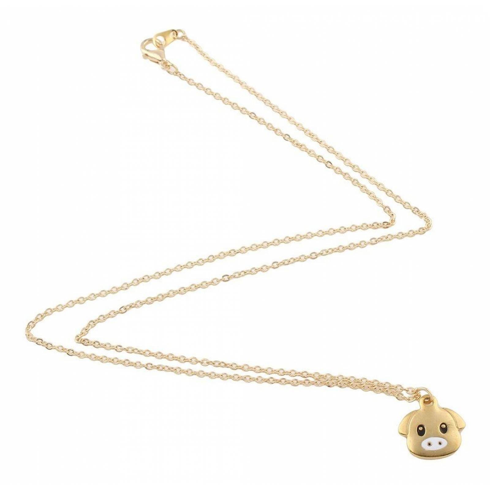 Cadena Y Dije Emoji Forma De Cerdito Color Dorado 