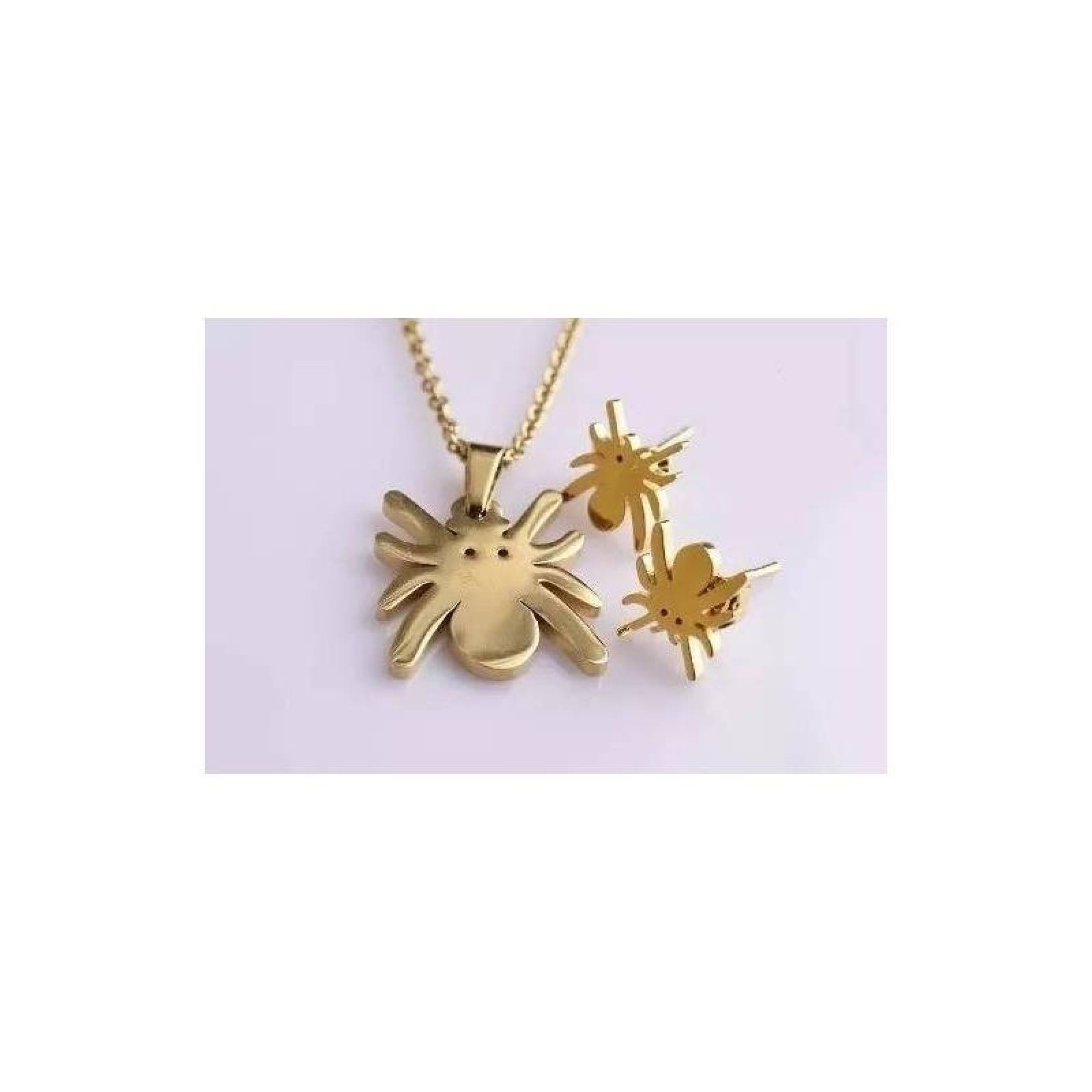 Kit Dije Cadena Aretes Sombra D Arañas Acero