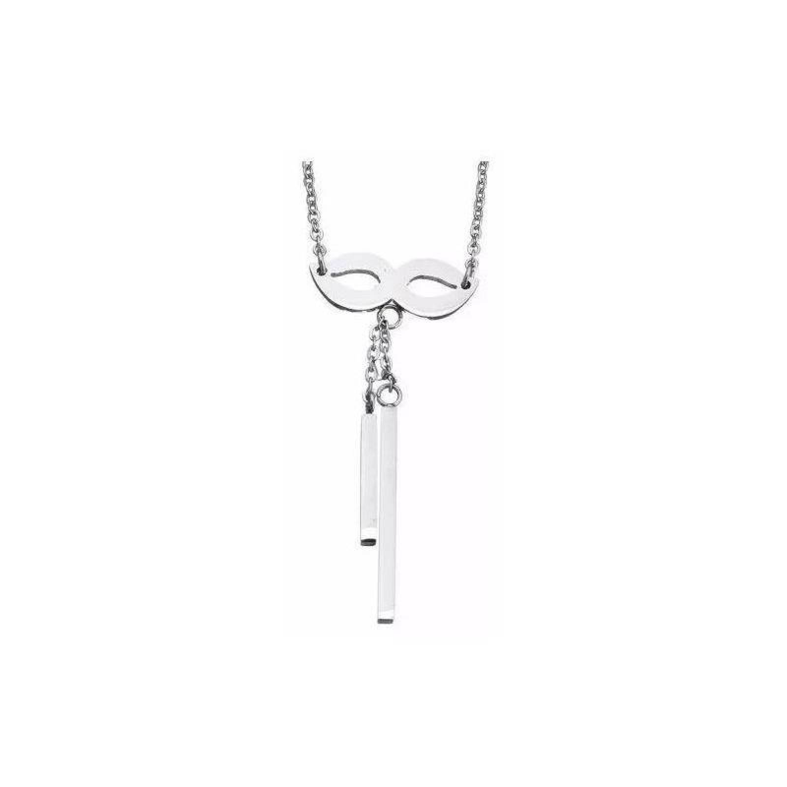 Cadena Con Dije En Forma D Antifaz Plateado Acero Inoxidable 