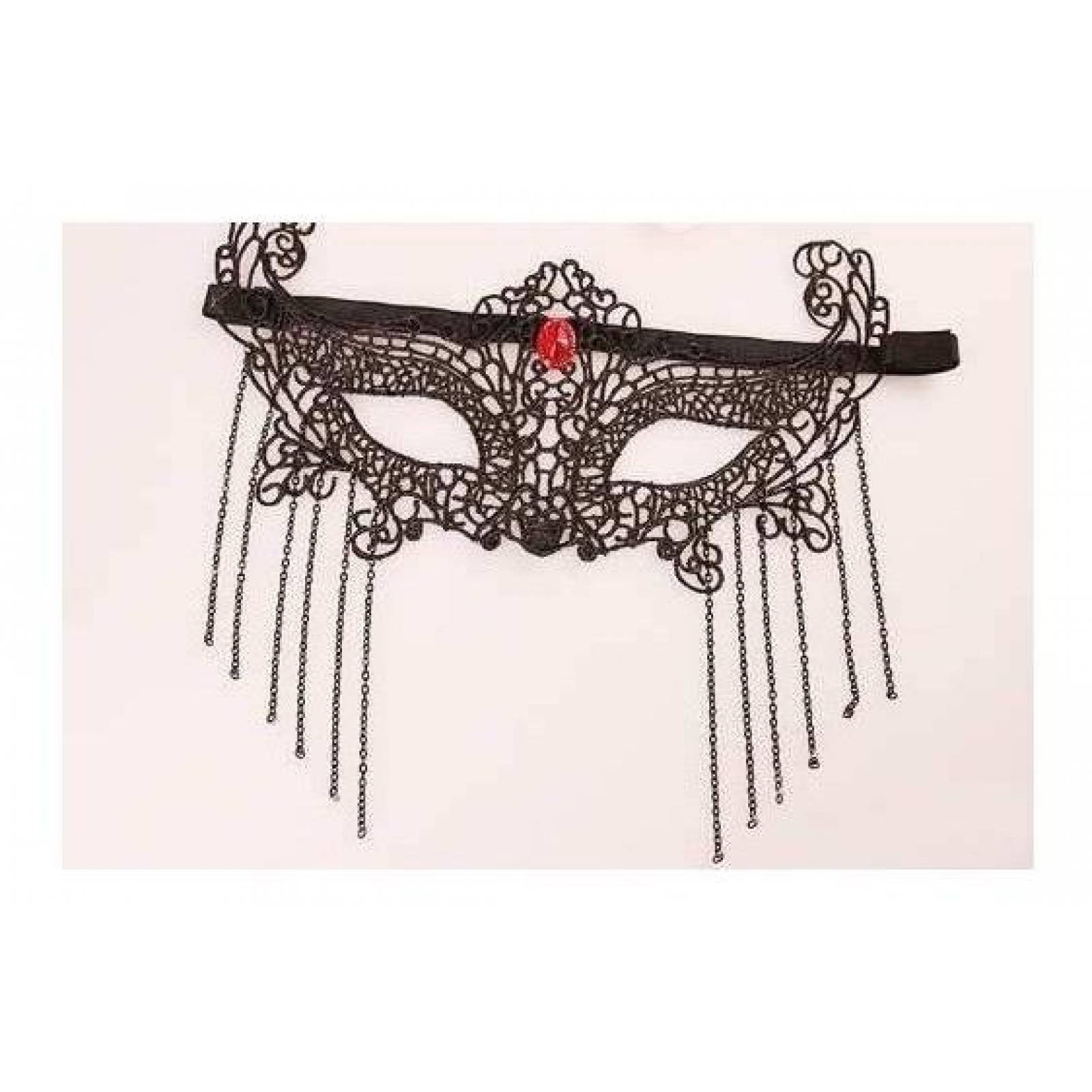 Antifaz Lux Con Encaje Y Adornos Negro moda Fantasia Mujer 