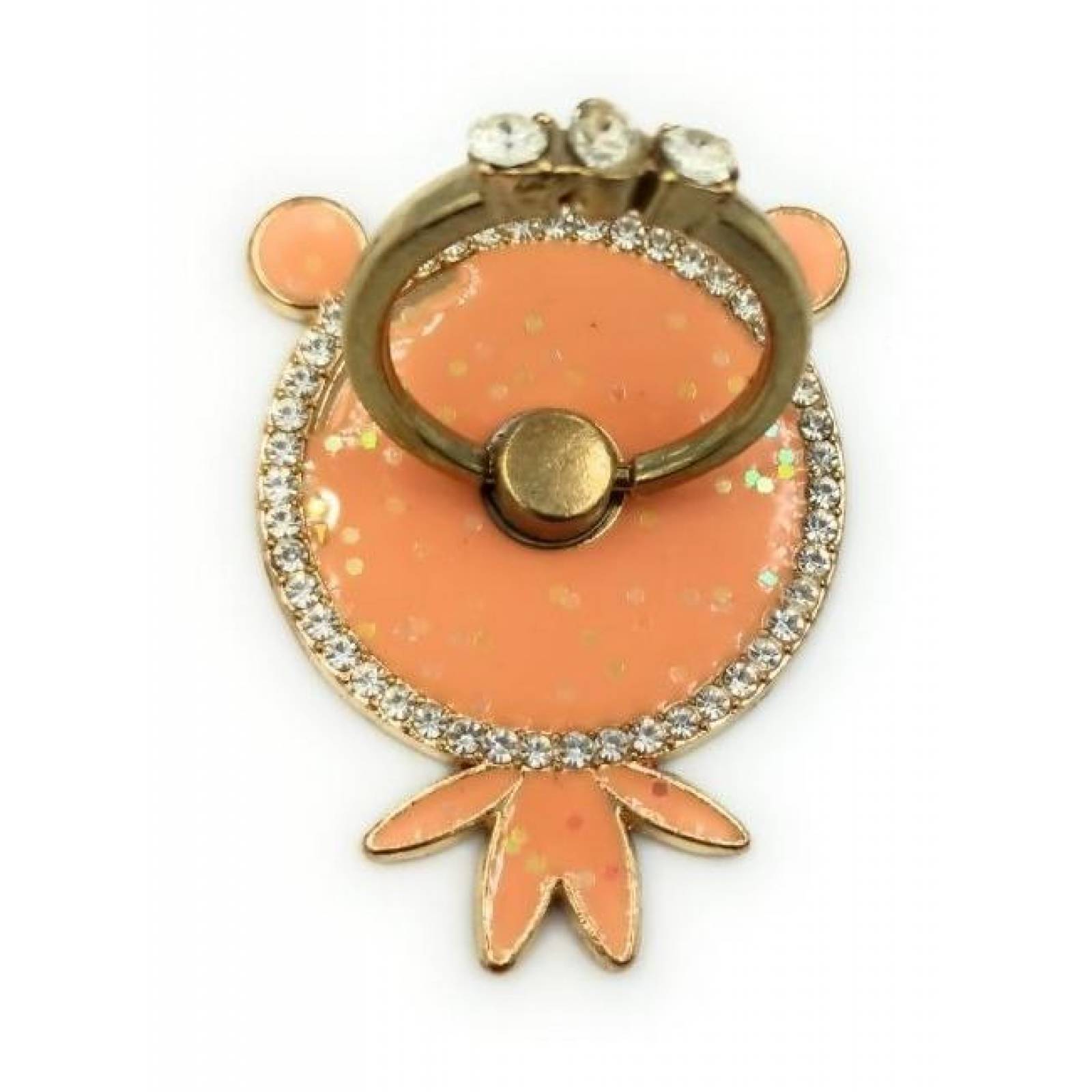 Anillo Para Celular Con Cristales Fashion Dorado silueta osito