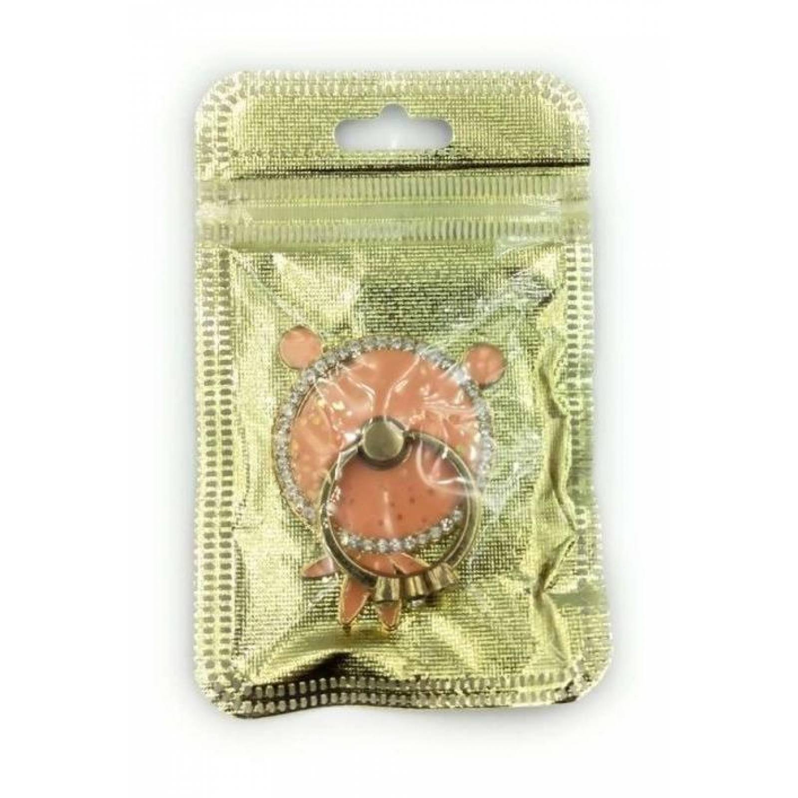 Anillo Para Celular Con Cristales Fashion Dorado silueta osito