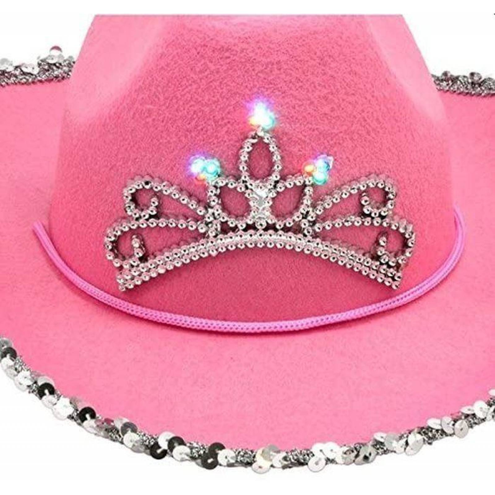 Sombrero Rosa Con Luces Accesorio Para Dama O Niña 