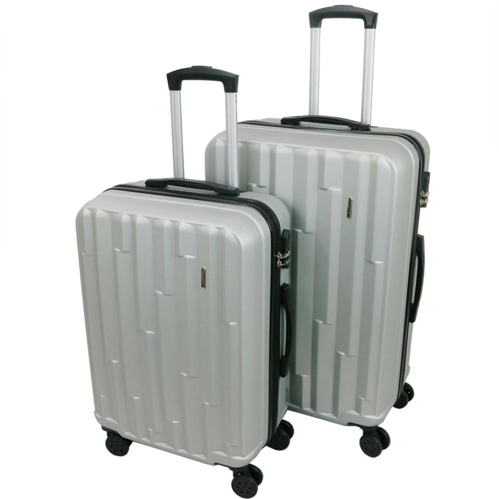 Juego de 2 Maletas 8 Ruedas Eurotravel 28 y 20 Pulgadas Plata