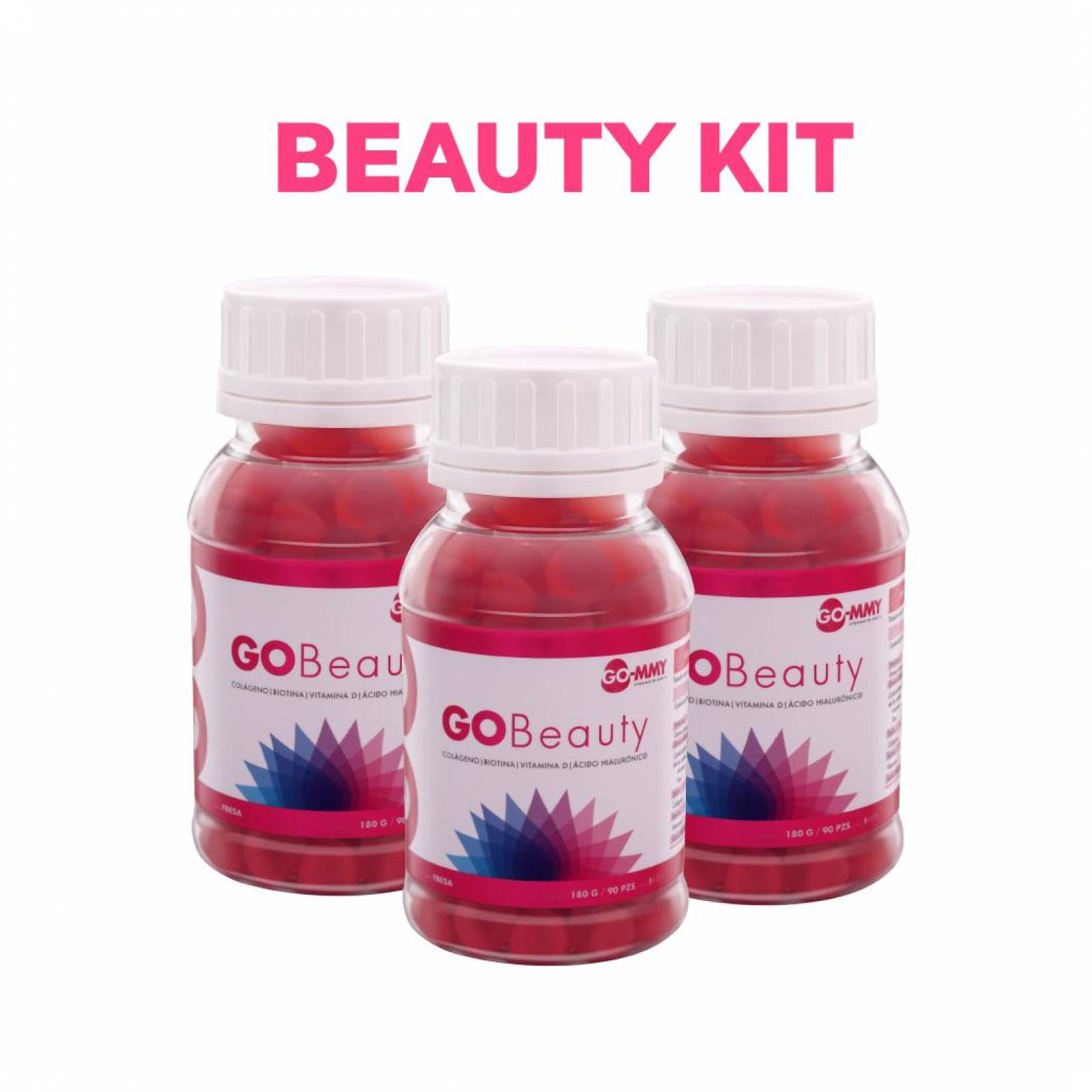 Biotina+Colágeno+Acido Hialuronico+Vit D Go-Mmy (3 Frascos) Fresa
